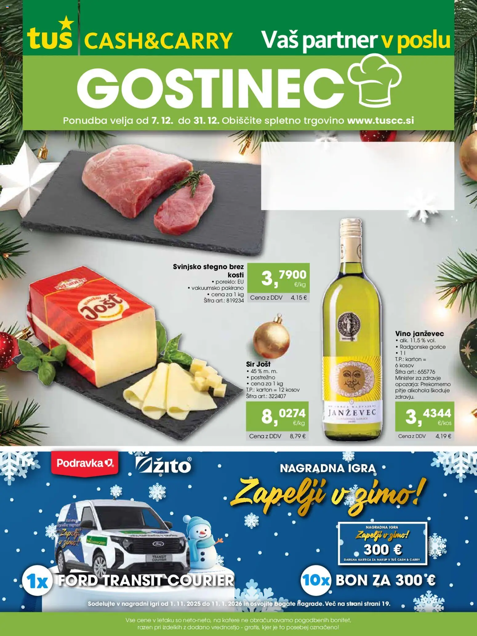 Novi Tuš katalog ponudbe – veljaven od 07.12.2025 | Stran: 1 | Izdelki: Igra, Sir, Vino