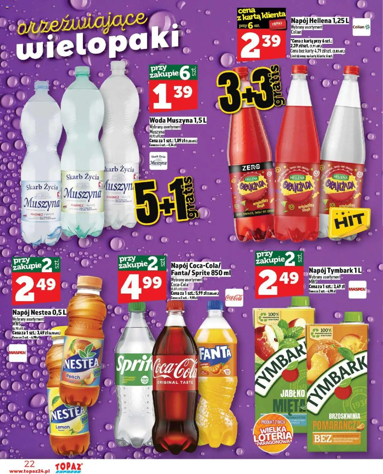 Topaz Gazetka - Express od 18.09.2025 | Strona: 22 | Produkty: Brzoskwinia, Karta, Coca cola, Mięta