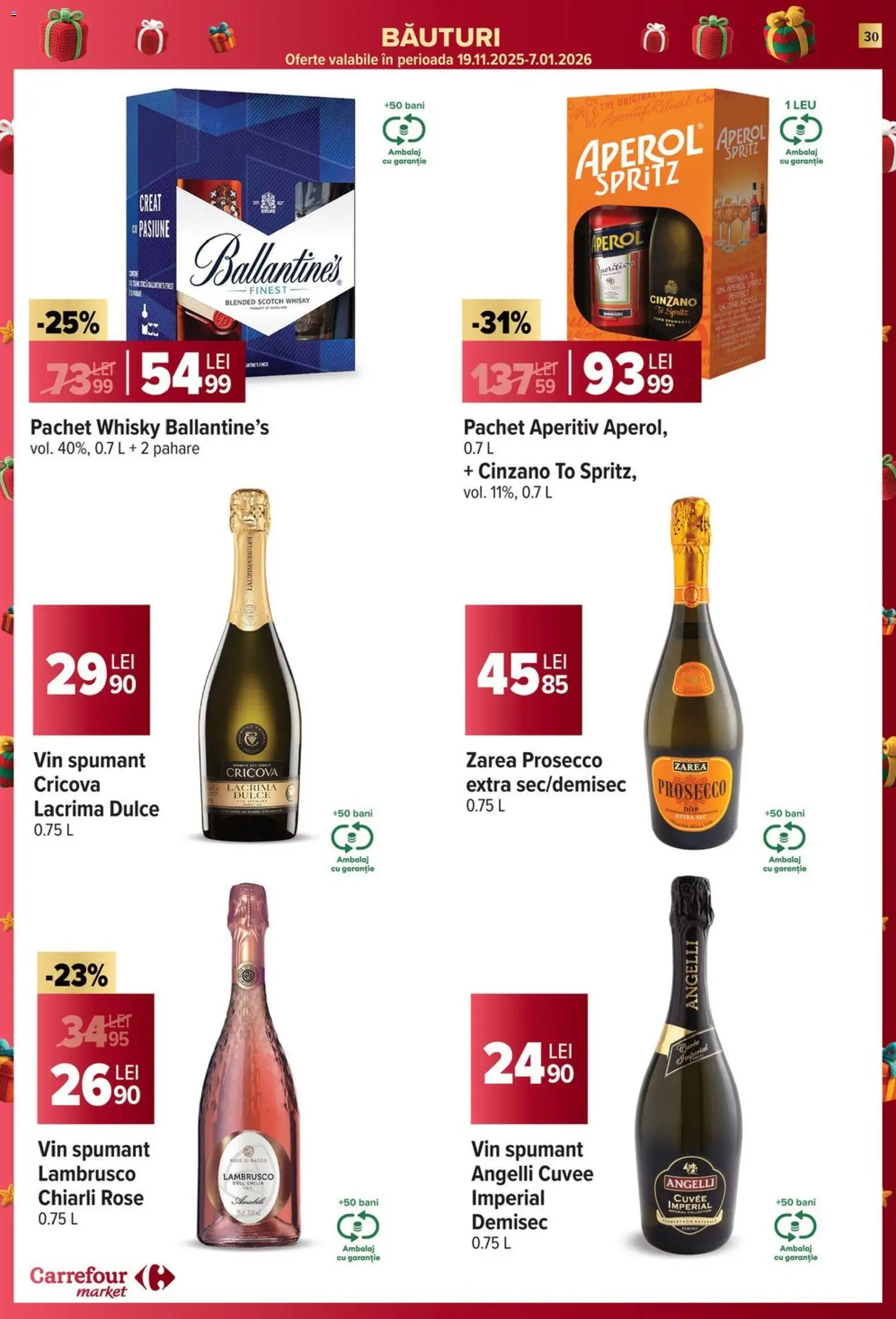 Noul catalog Carrefour – valabil de la 26.11.2025 | Pagină: 30 | Produse: Pahare, Prosecco, Vin, Aperol