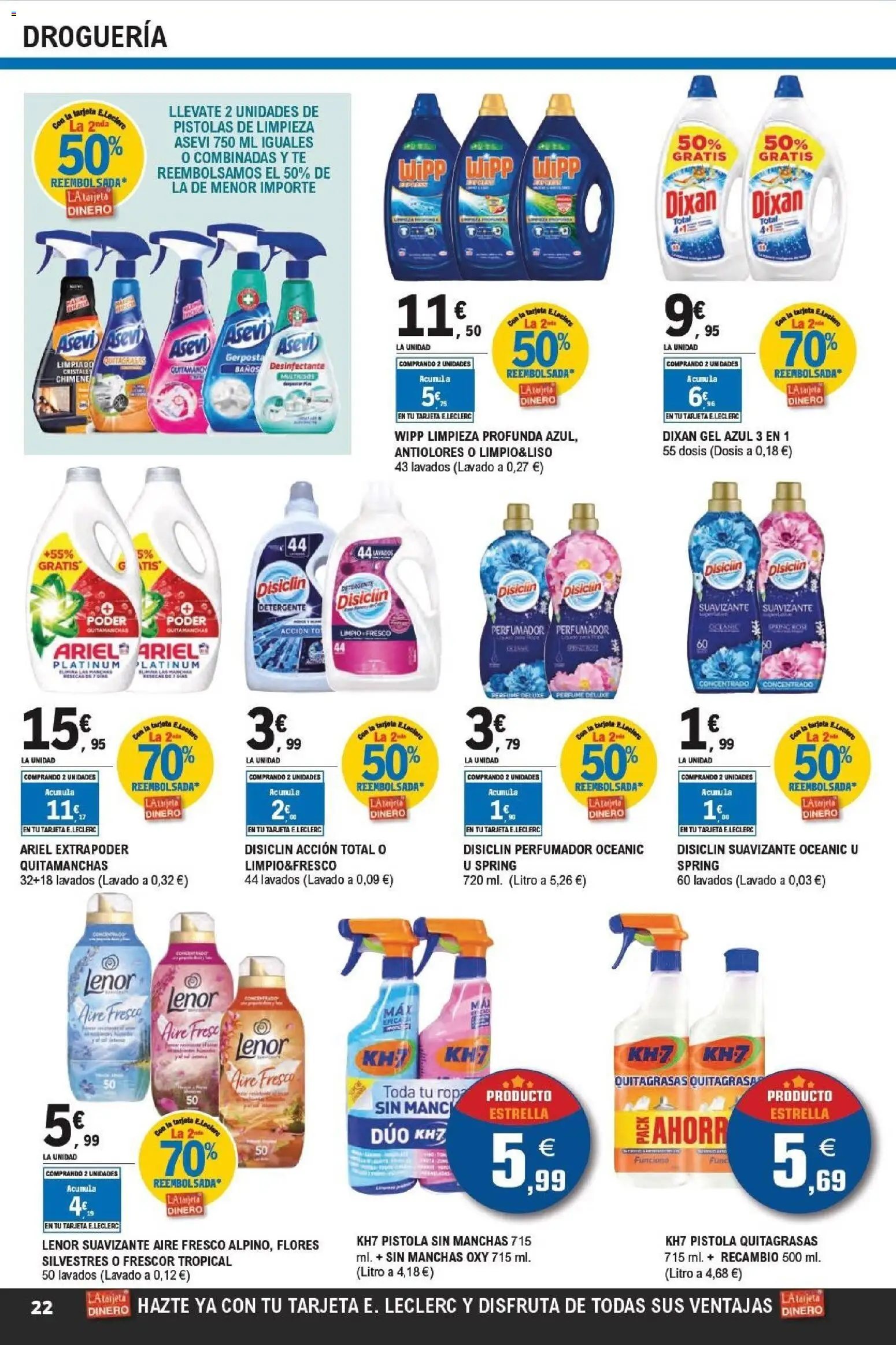 E.Leclerc folleto Super ofertas │ válido desde el 01.04.2026 | Página: 22 | Productos: Quitamanchas, Detergente, Té, Suavizante