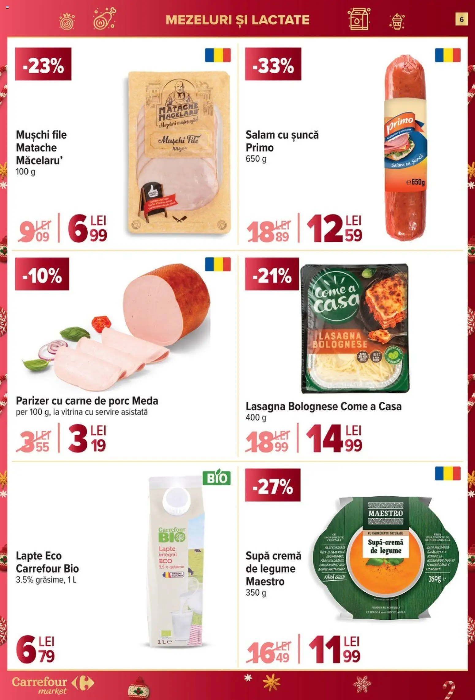 Noul catalog Carrefour – valabil de la 03.12.2025 | Pagină: 6 | Produse: Lapte, Cremă, Șuncă, Carne De Porc