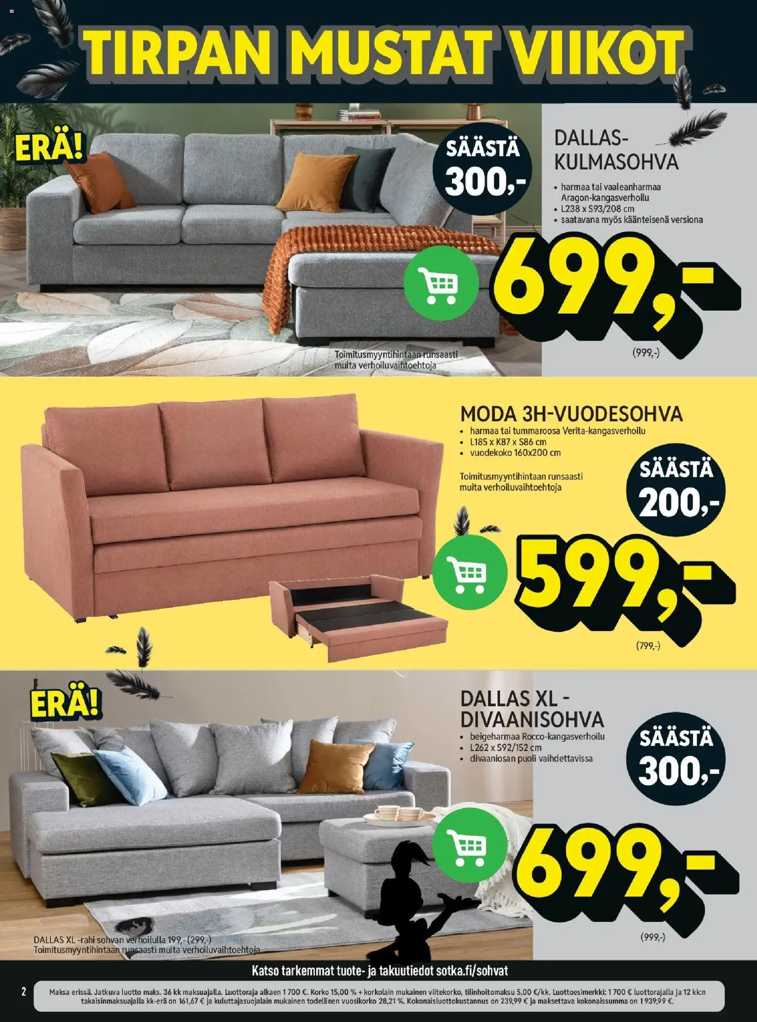 Sotka tarjoukset – voimassa 21.11.2025 alkaen | Sivu: 2 | Tuotteet: Rahi, Divaanisohva, Kulmasohva