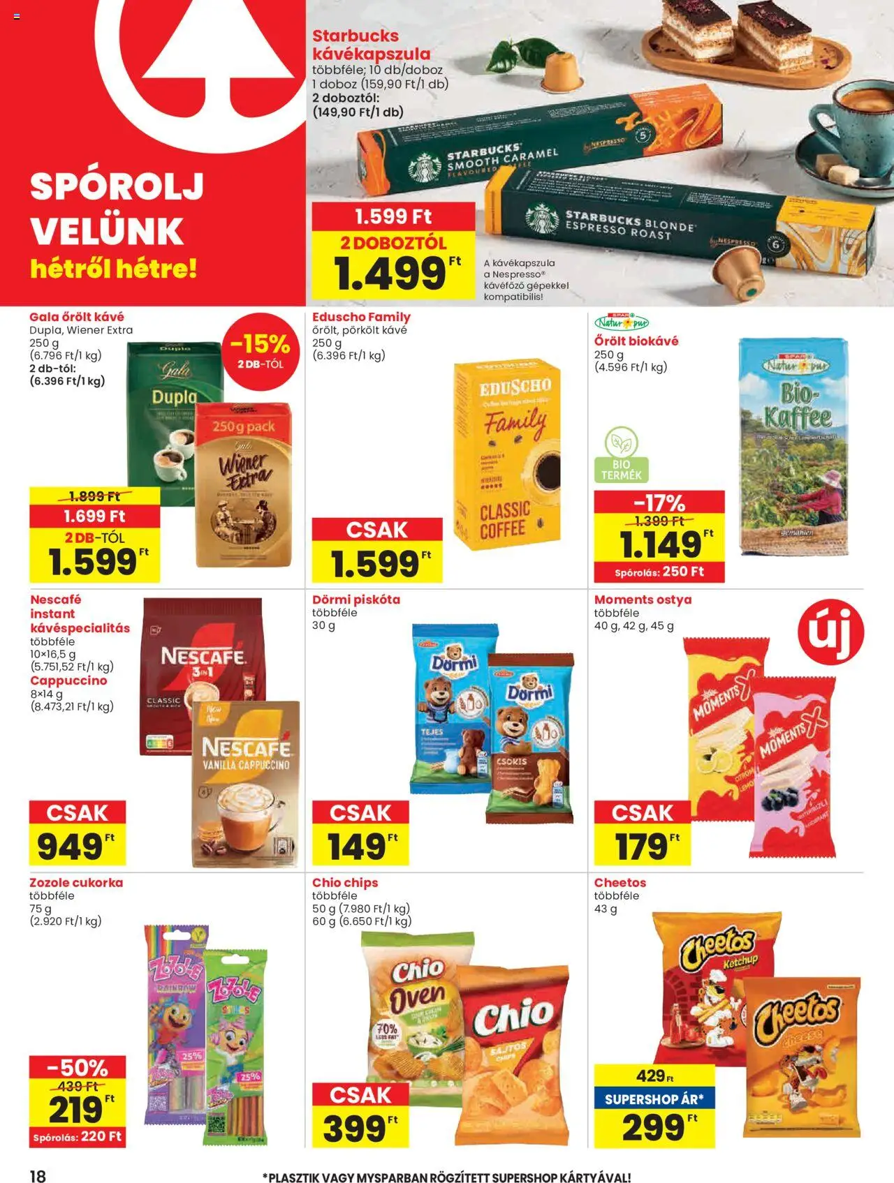 Spar akciós ujság - amely érvényes a következő dátumtól: 26.06.2025 | Oldal: 18 | Termékek: Nescafé, Doboz, Cheetos, Cukorka