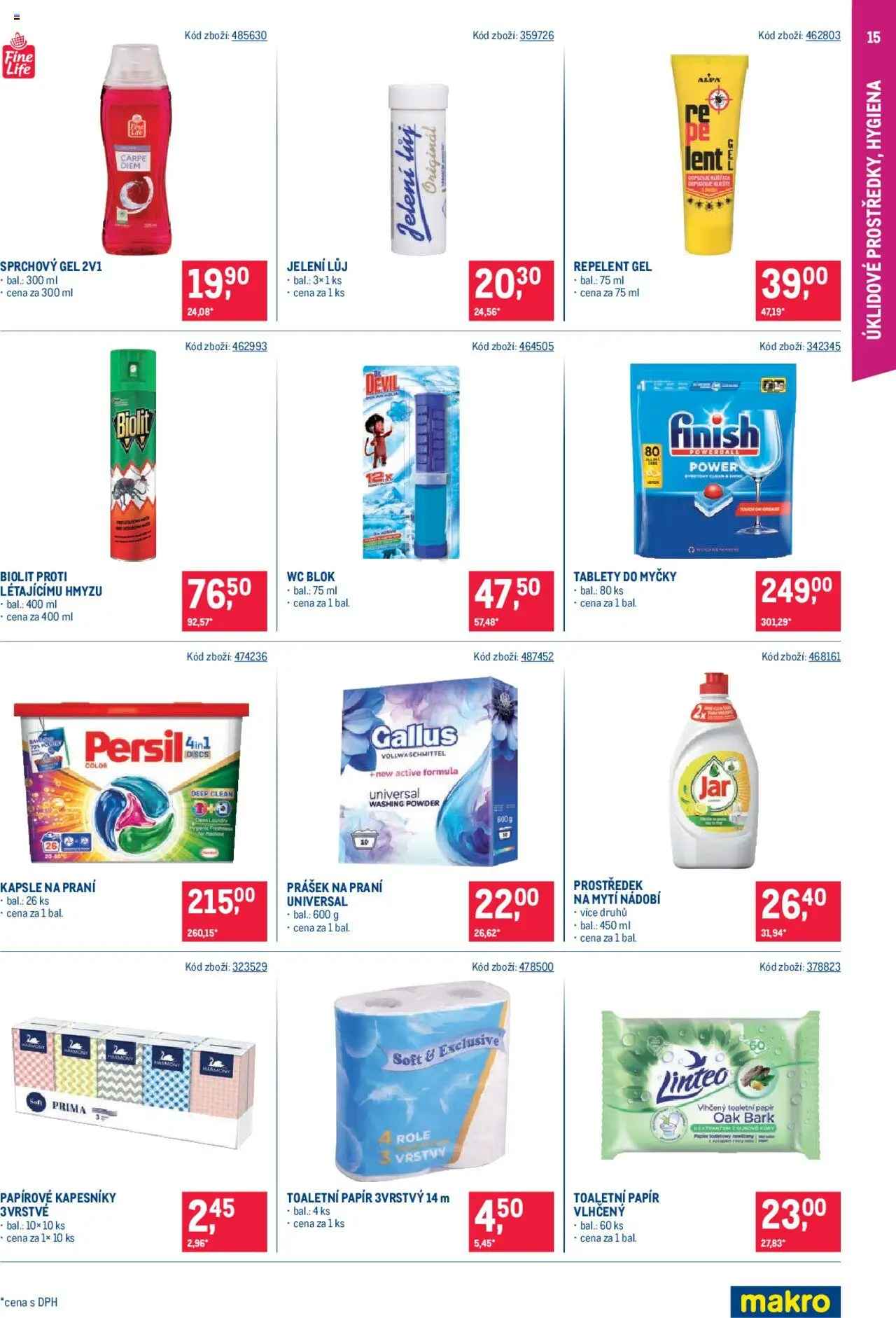 Makro leták - Maloobchod od 10.09.2025 | Strana: 15 | Produkty: Sprchový gel, Wc blok, Repelent, Wc