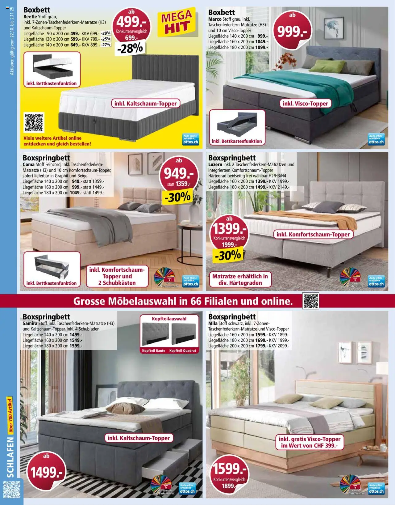 Otto's Aktionen – gültig ab 22.10.2025 | Seite: 16 | Produkte: Matratze, Topper, Boxspringbett