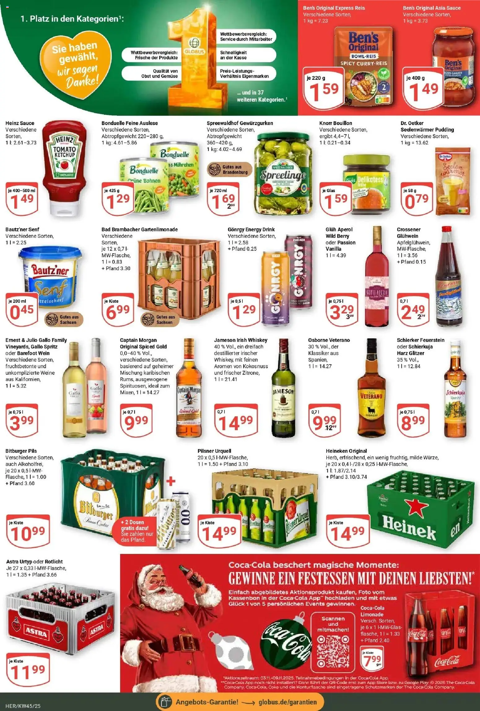 Globus prospekt Hermsdorf	 – gültig ab 02.11.2025 | Seite: 7 | Produkte: Bitburger, Jameson, Gemüse, Obst