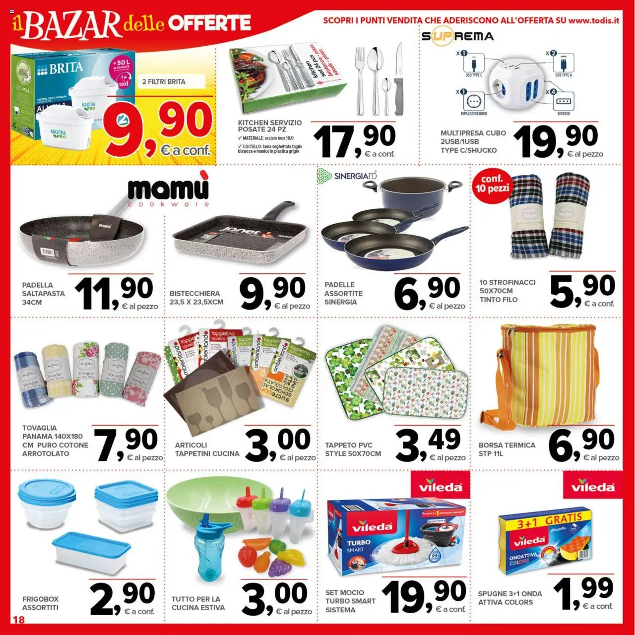 Volantino Todis del 07.08.2025 | Pagina: 18 | Prodotti: Posate, Borsa, Padella, Strofinacci
