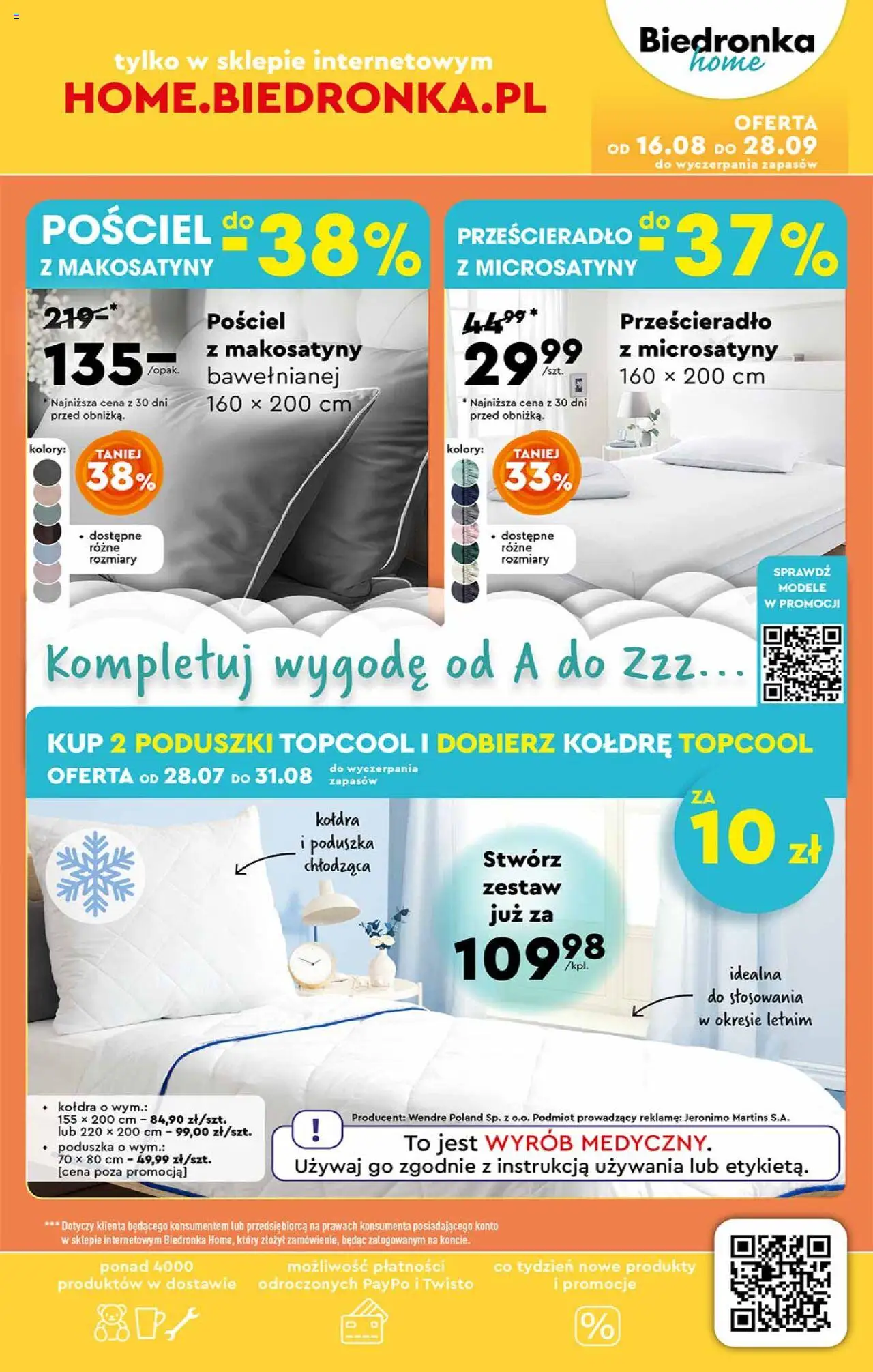 Biedronka gazetka - Hity i inspiracje od 18.08.2025 | Strona: 43 | Produkty: Pościel, Poduszka, Kołdra