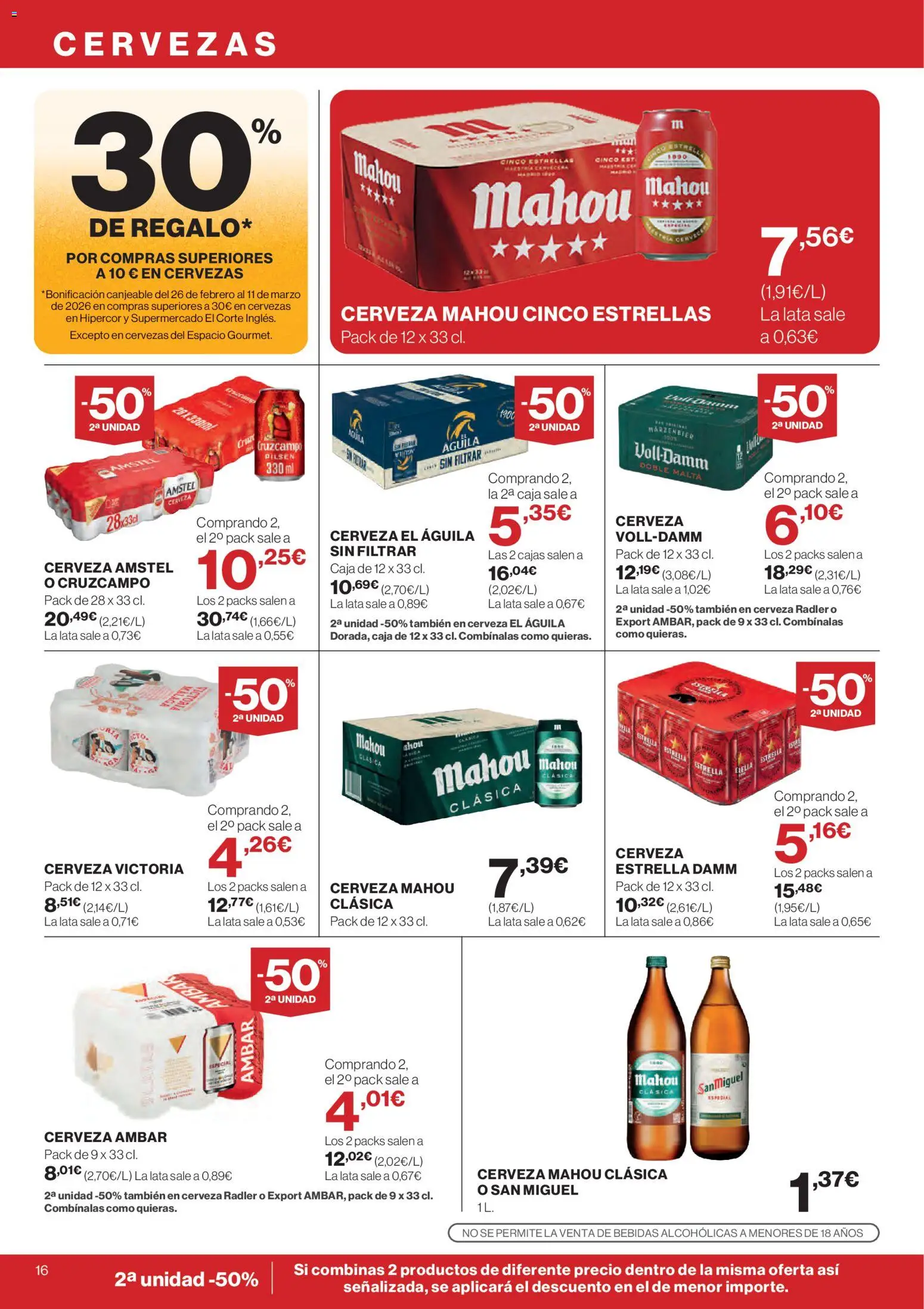 El Corte Inglés ofertas │ válido desde el 12.02.2026 | Página: 16 | Productos: Cerveza, Caja