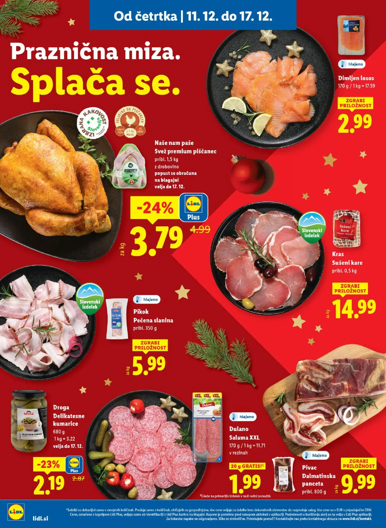 Novi Lidl katalog ponudbe – veljaven od 11.12.2025 | Stran: 8 | Izdelki: Panceta, Losos, Slanina, Salama