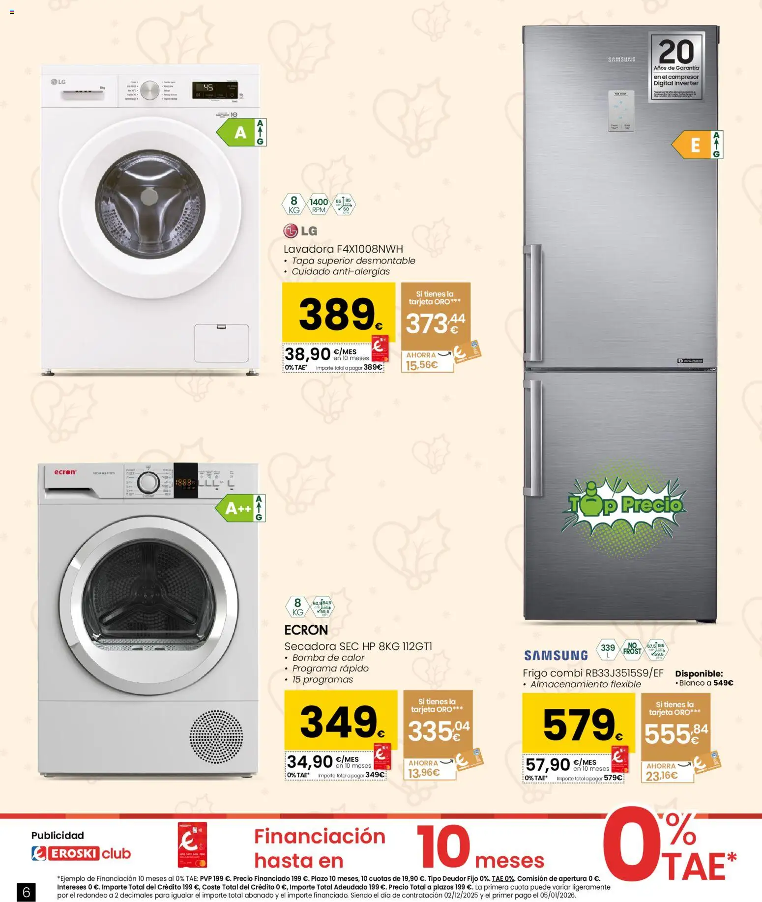 Eroski - Cyber week │ válido desde el 02.12.2025 | Página: 6 | Productos: Lavadora, Secadora, Combi