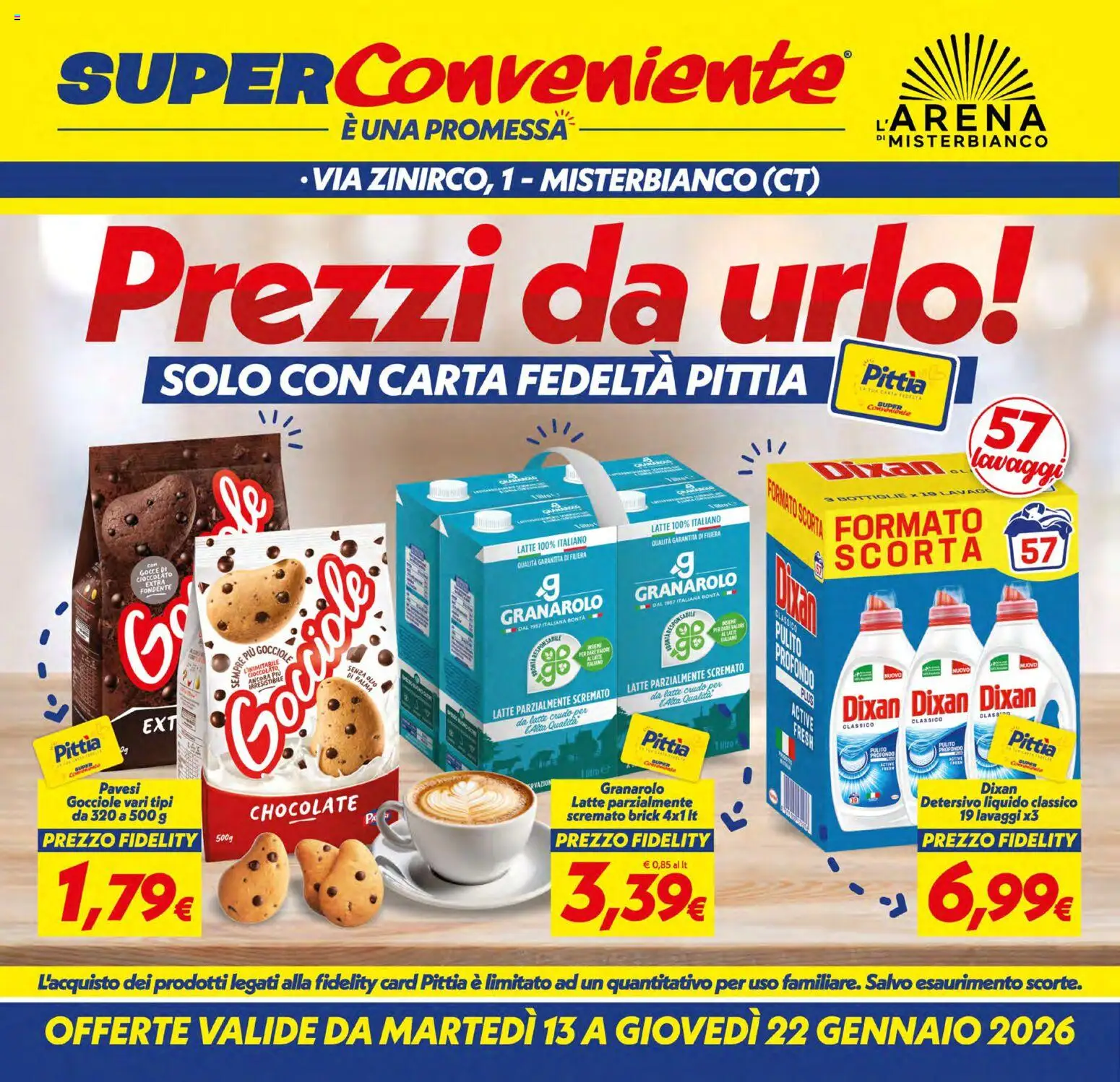Volantino SuperConveniente del 13.01.2026 | Pagina: 1 | Prodotti: Cioccolato, Latte, Olio, Latte parzialmente scremato