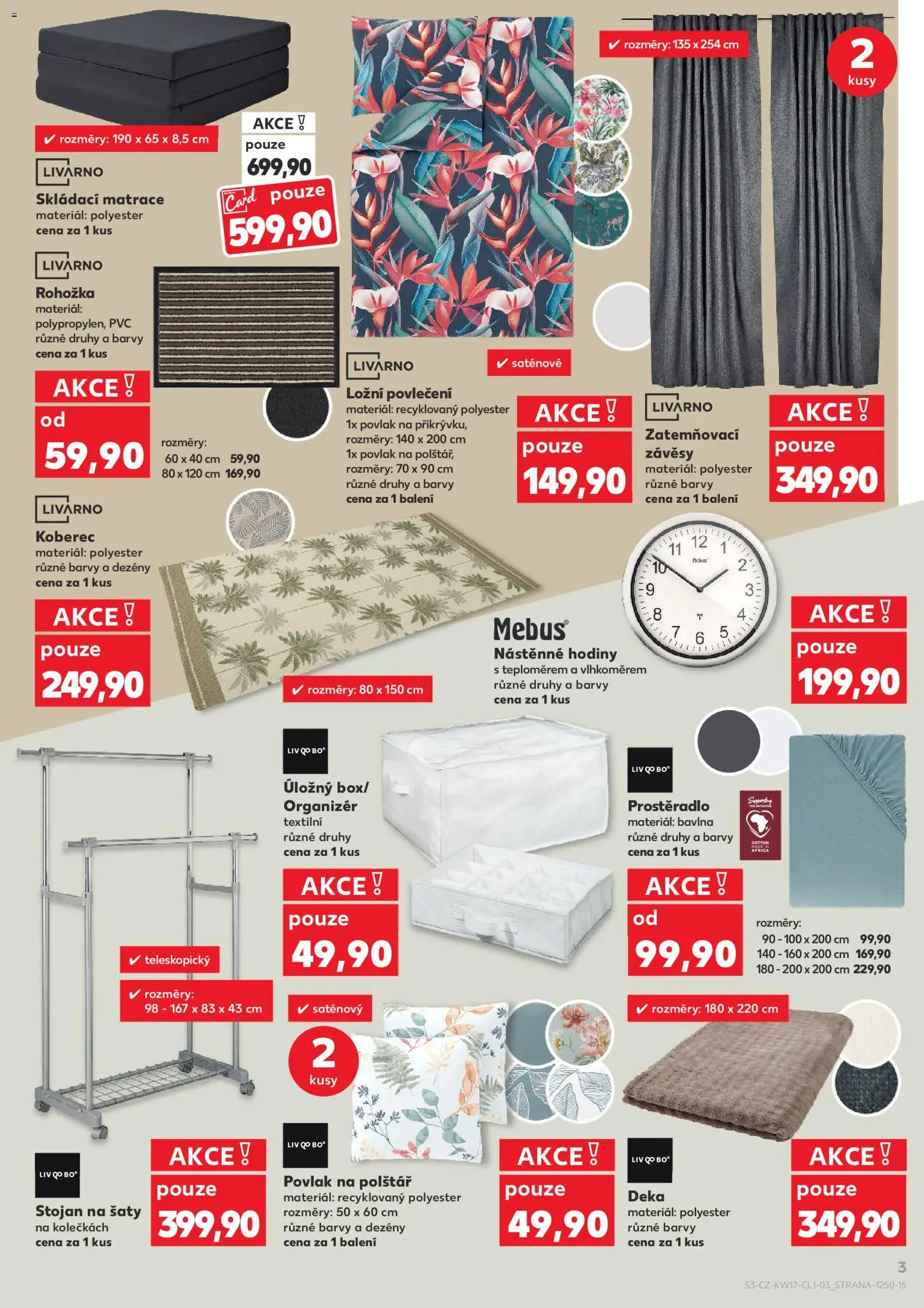 Kaufland leták - Liberec od 22.04.2026 | Strana: 3 | Produkty: Box, Ložní povlečení, Zatemňovací závěsy, Matrace