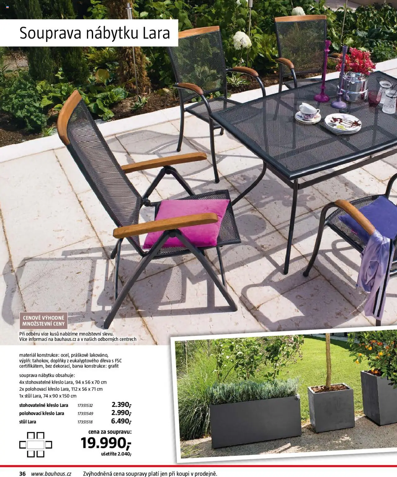 Bauhaus katalog Zahradní nábytek od 01.04.2025 | Strana: 36 | Produkty: Křeslo, Stůl