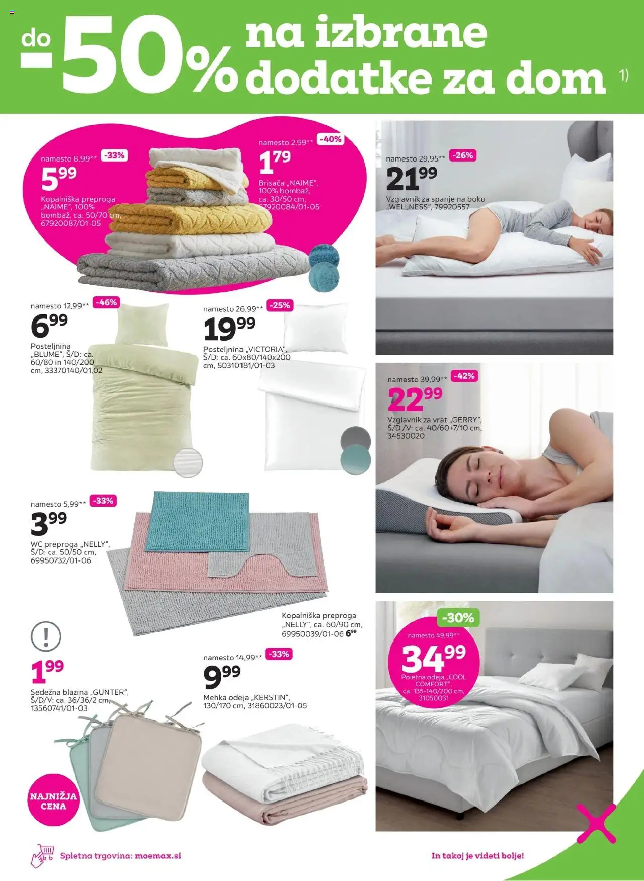 Mömax katalog do -50% na izbrane dodatke za dom │ velja od 18.08.2025 | Stran: 3 | Izdelki: Brisača, Vzglavnik, Posteljnina, Preproga