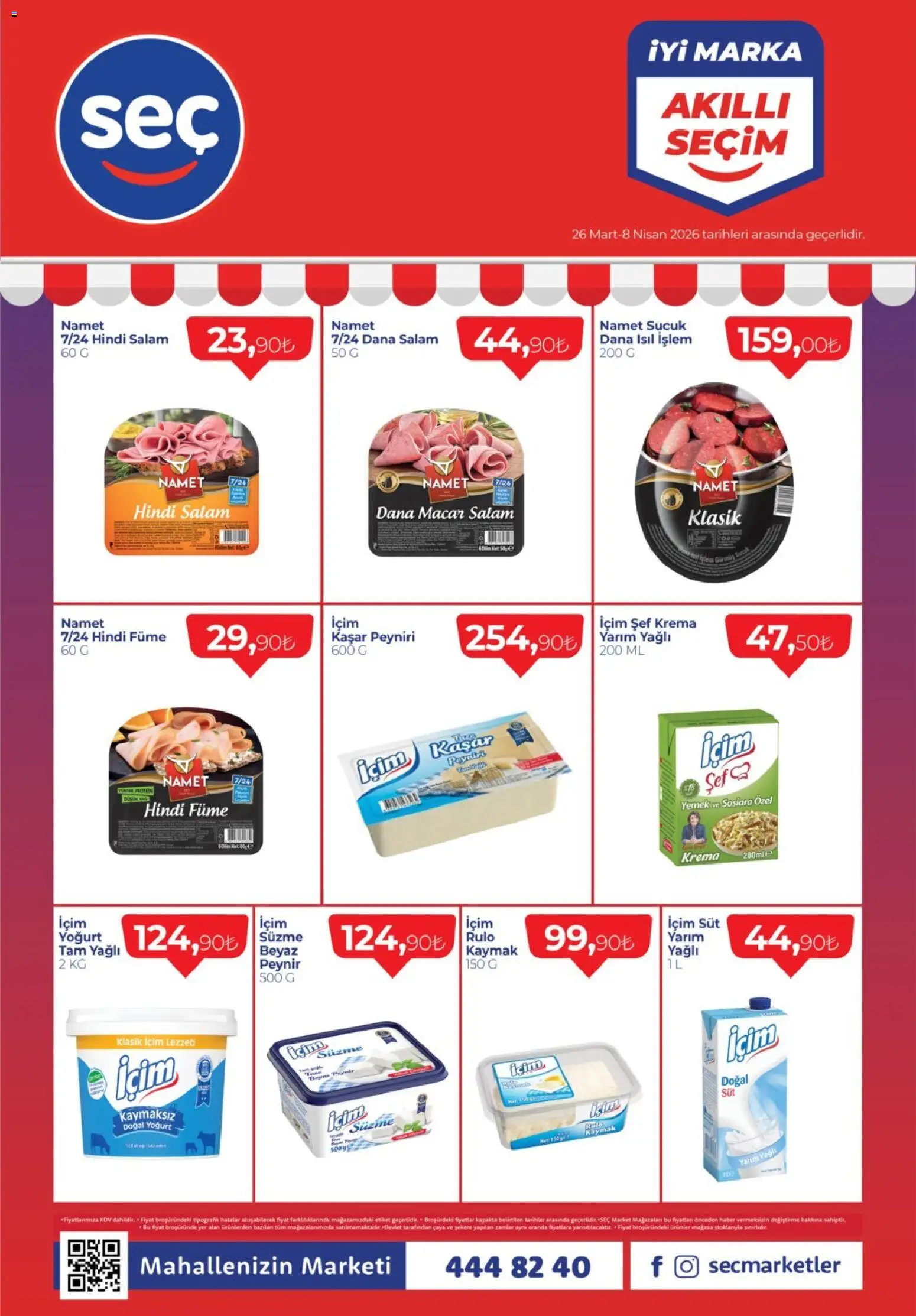 Seç Market Katalog - 26.03.2026 tarihinden itibaren geçerlidir | Sayfa: 2 | Ürünler: Süt, Yoğurt, Salam, Sucuk