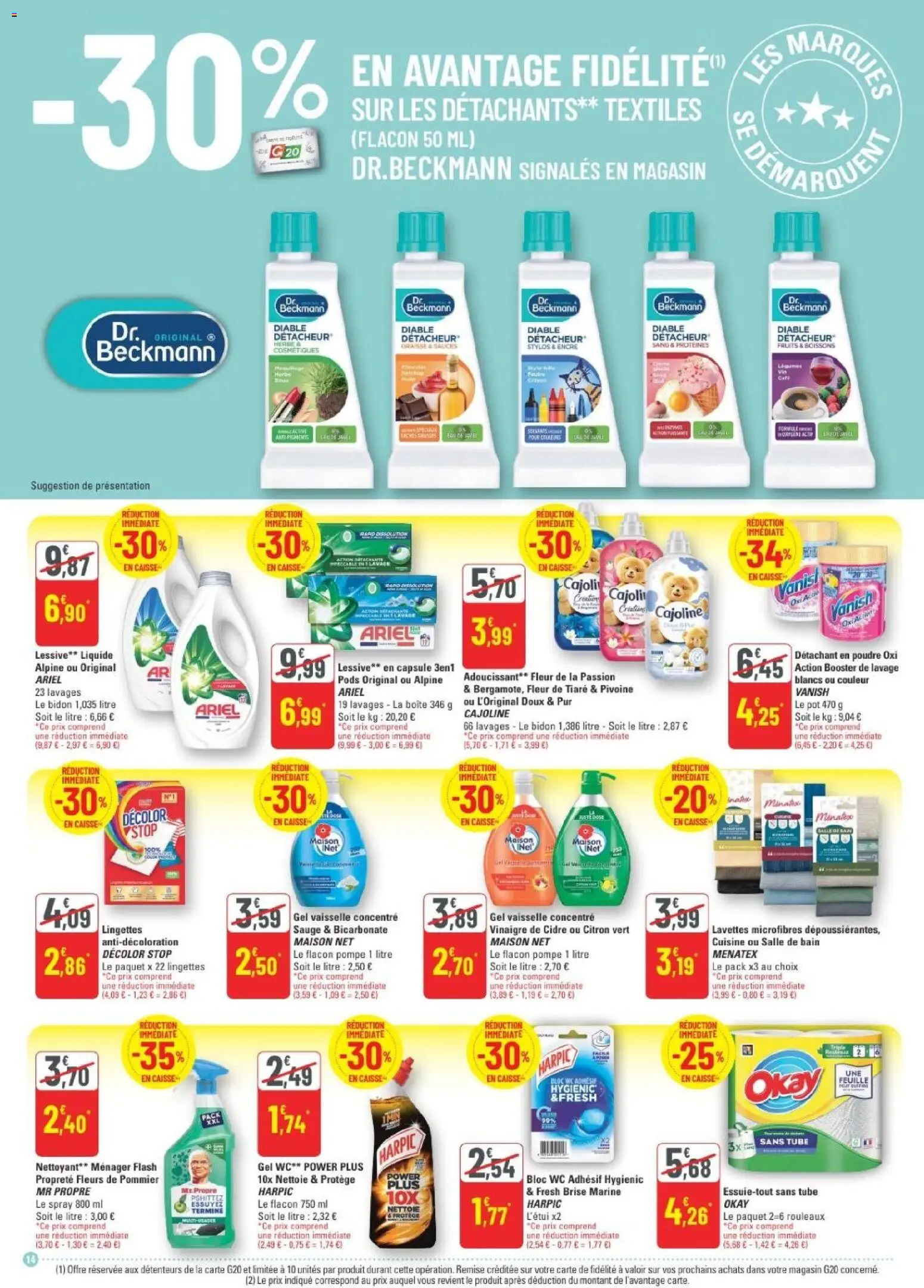 {H1} | Page: 14 | Produits: Poudre, Adoucissant, Détachant, Cidre