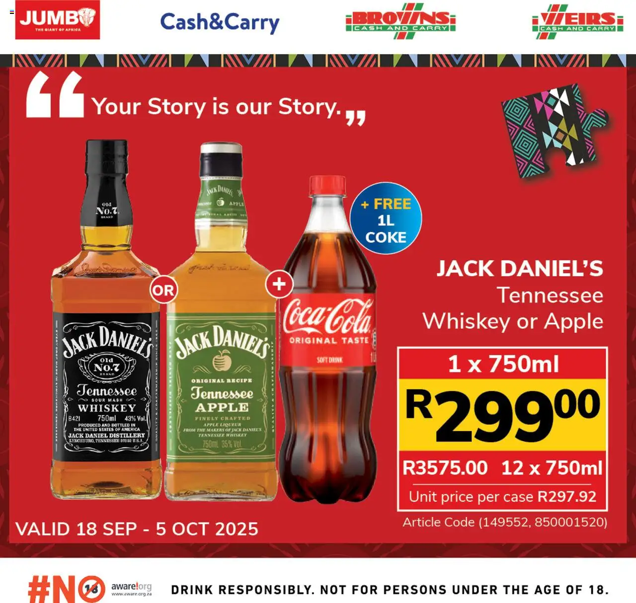New Jumbo catalogue – valid from 18.09.2025 | Page: 1 | Products: Case, Coke, Whiskey