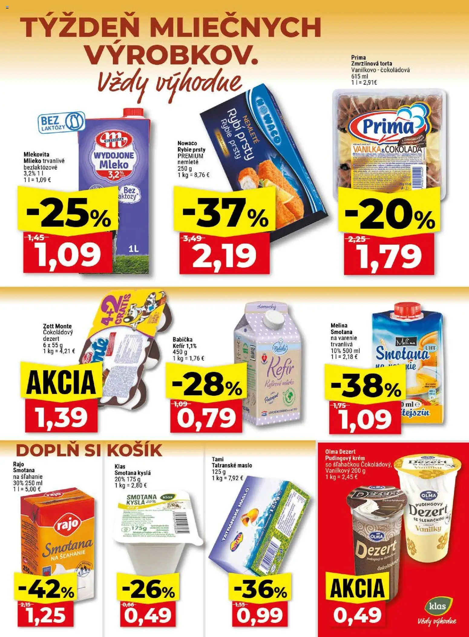 Nové Klas akcie – leták je platný od 20.04.2026 | Strana: 9 | Produkty: Mlieko, Smotana, Čokoláda, Krém