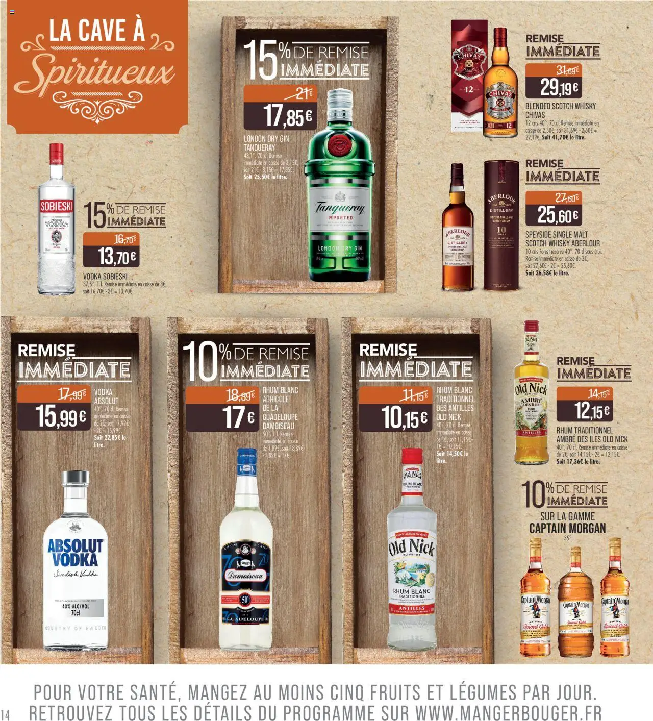 {H1} | Page: 14 | Produits: Vodka, Rhum blanc old nick, Rhum, Gin