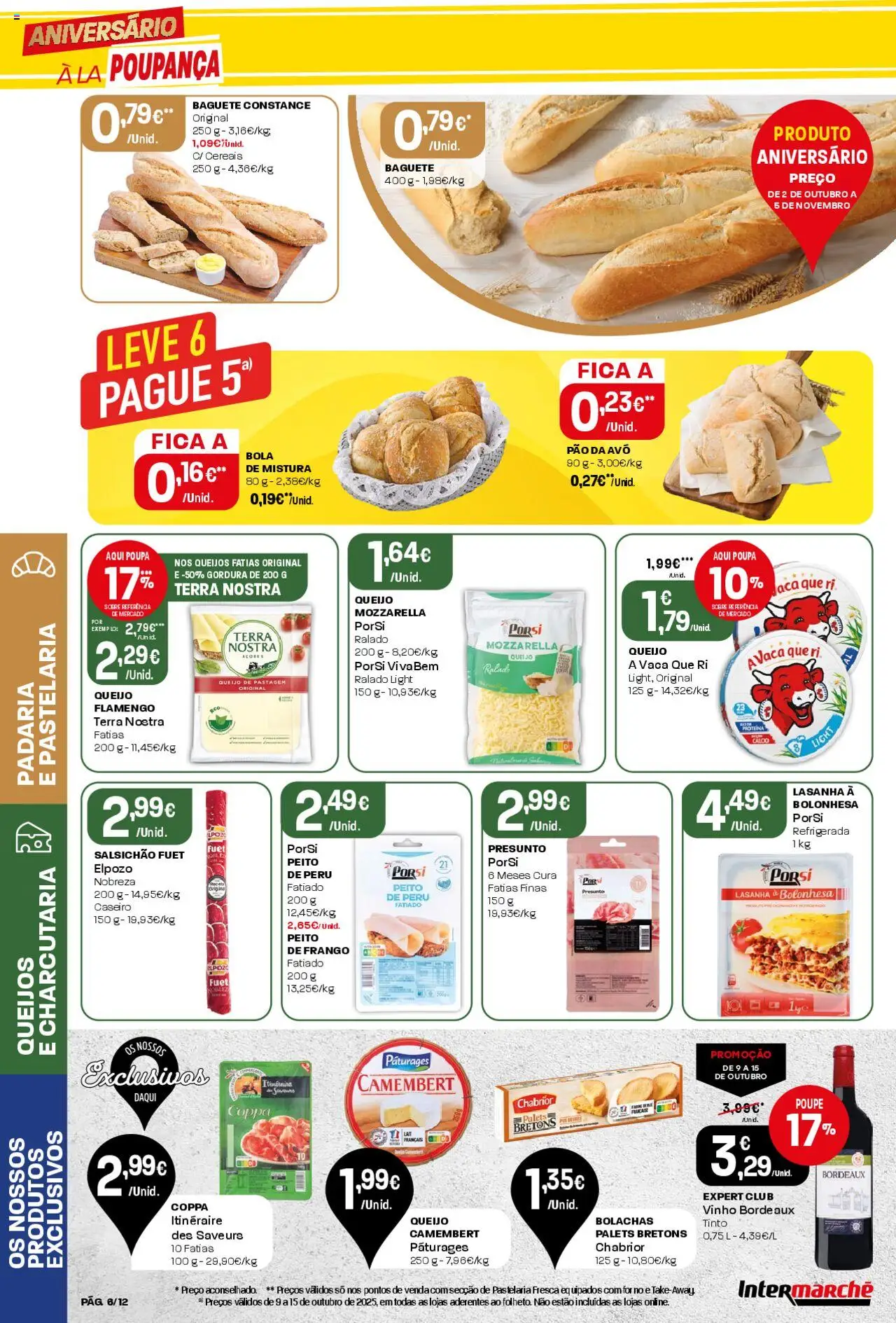 Intermarché Folheto Mini │ válido de 09.10.2025 | Página: 6 | Produtos: Padaria, Bolachas, Presunto, Vinho