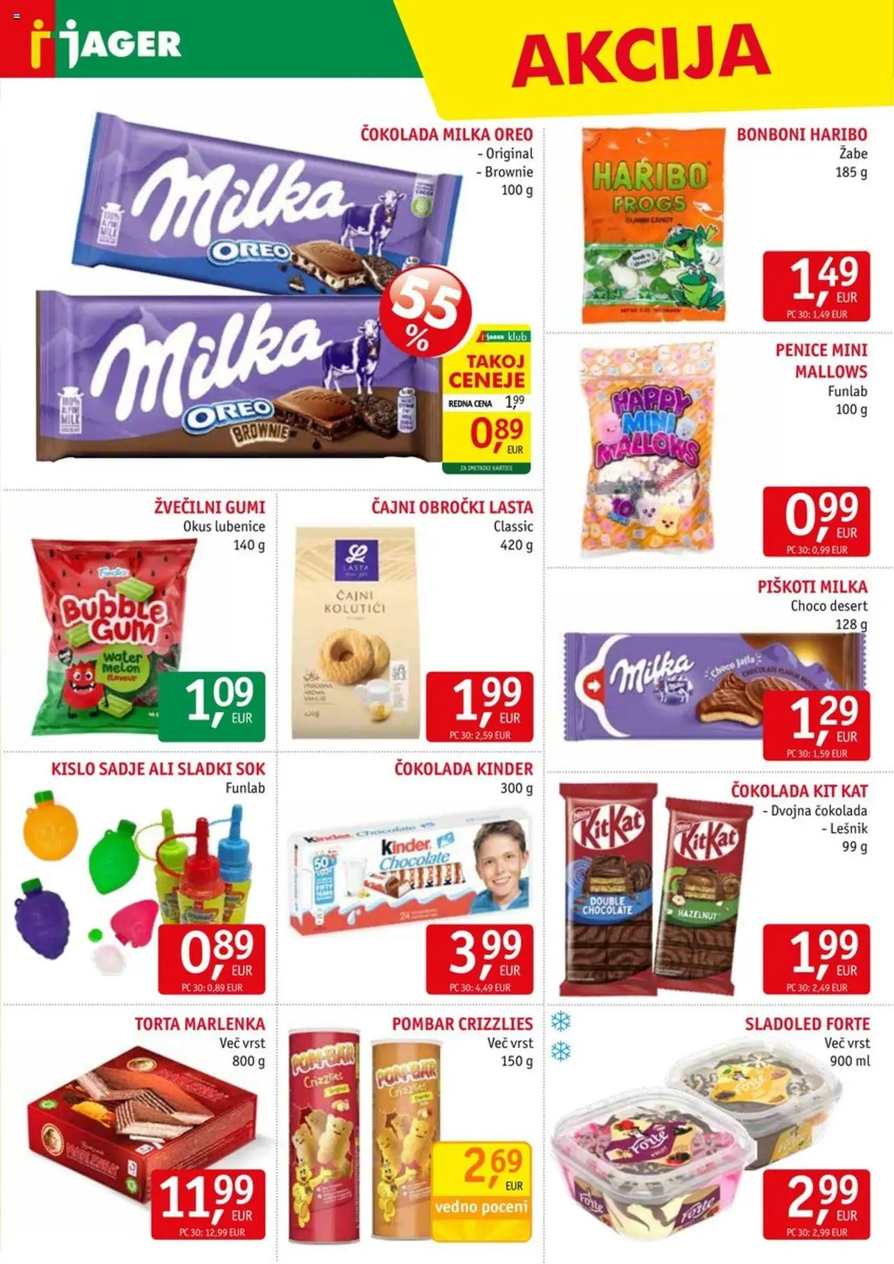 Novi Jager katalog ponudbe – veljaven od 01.10.2025 | Stran: 11 | Izdelki: Bonboni, Torta, Piskoti, Lubenice