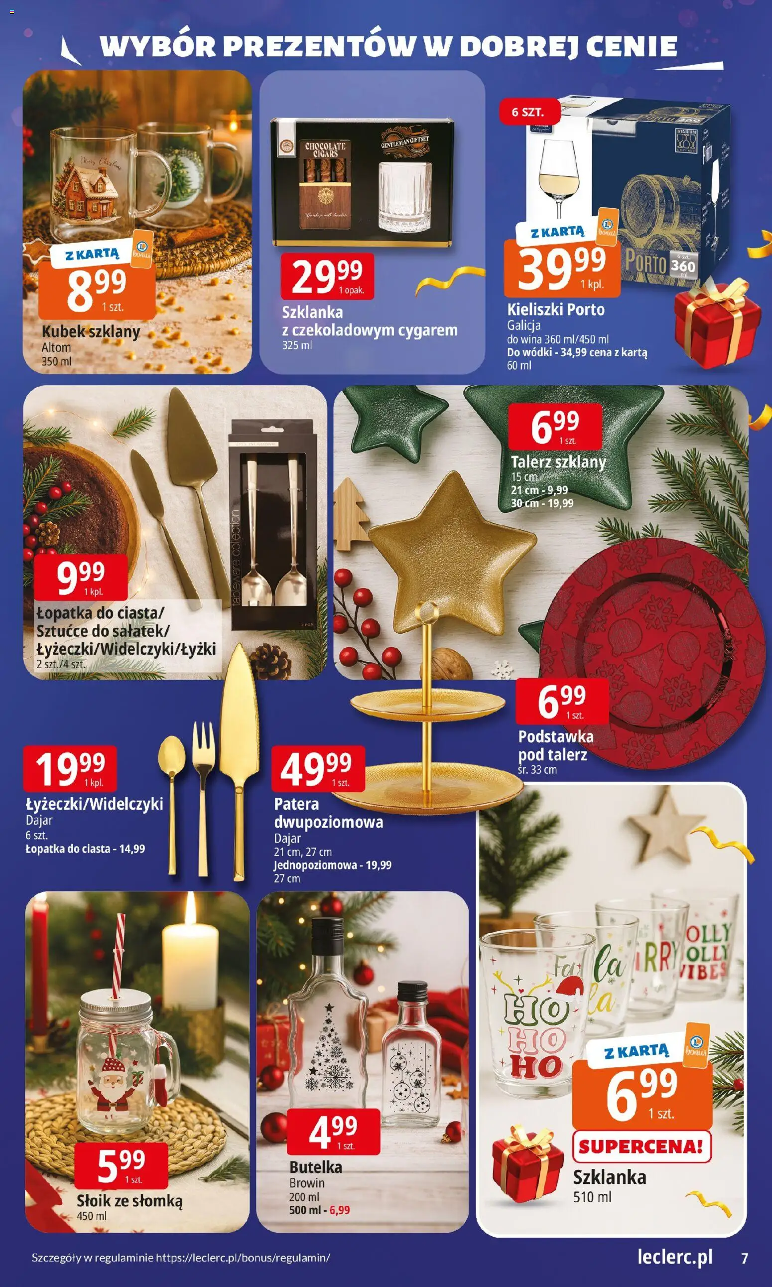 E.Leclerc Gazetka - Warszawa Ursynów prezenty od 02.12.2025 | Strona: 7 | Produkty: Szklanka, Karta, Sztućce