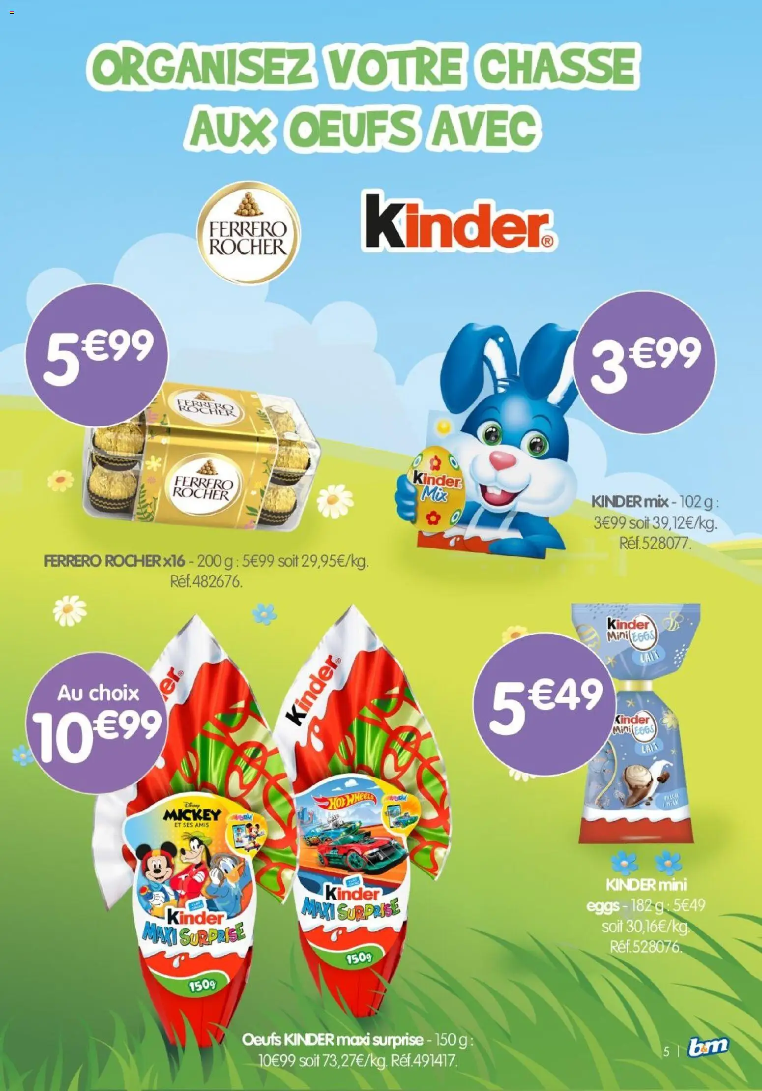 {H1} | Page: 5 | Produits: Kinder maxi, Ferrero rocher, Œufs