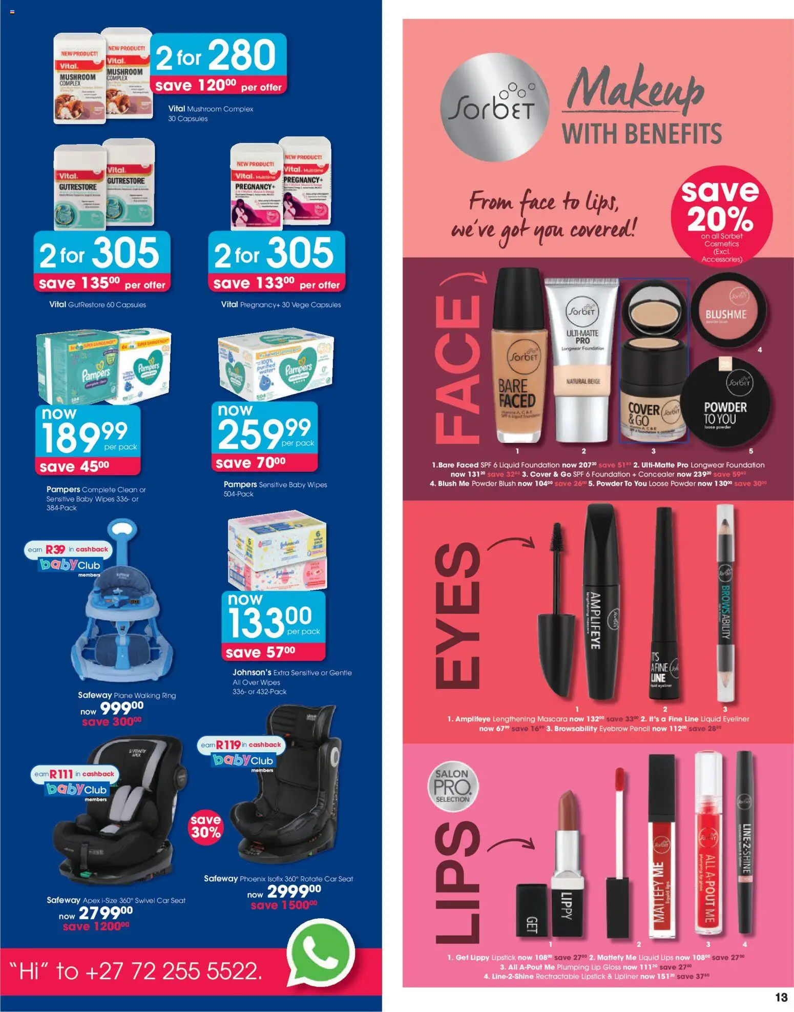 New Clicks catalogue – valid from 25.02.2026 | Page: 13 | Products: Cover, Eyeliner, Lipstick, Water