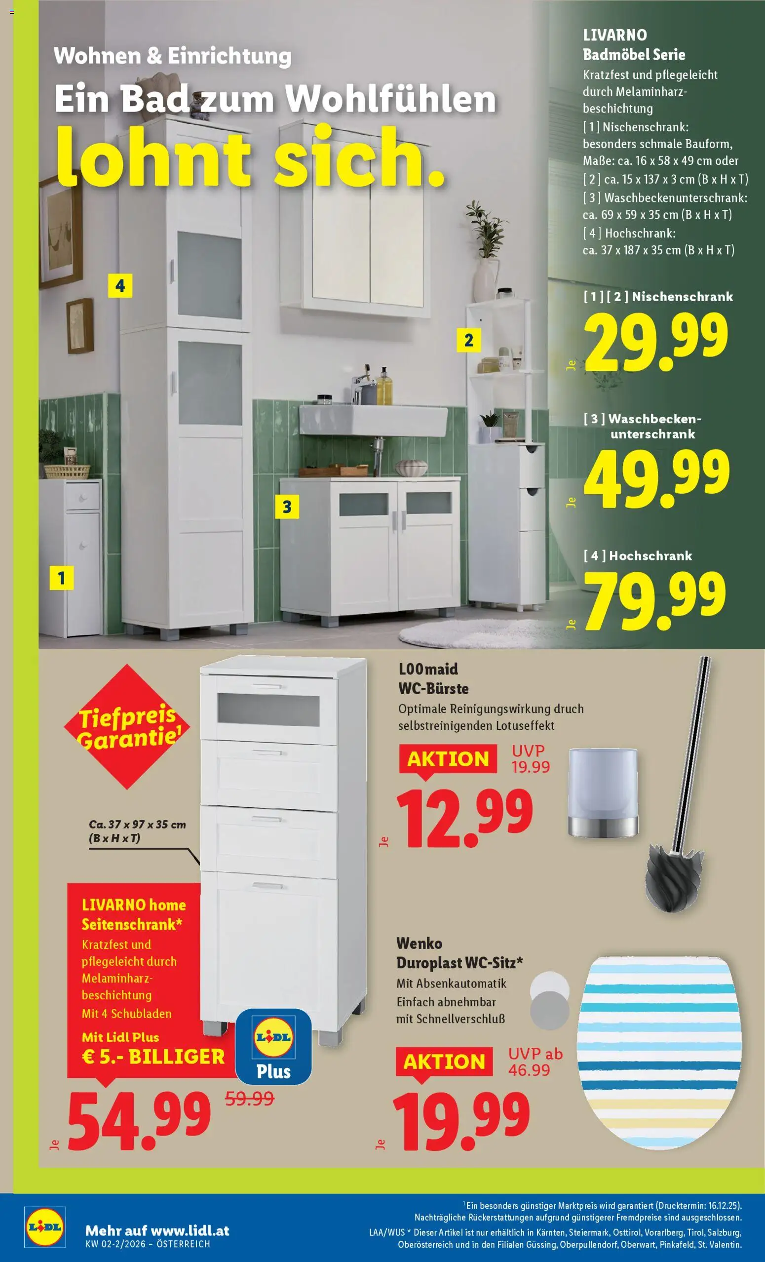 Lidl Flugblatt - Altenmarkt im Pongau, St. Johann im Pongau, Zell am See gültig ab 08.01.2026 | Seite: 22 | Produkte: Waschbecken, Bad