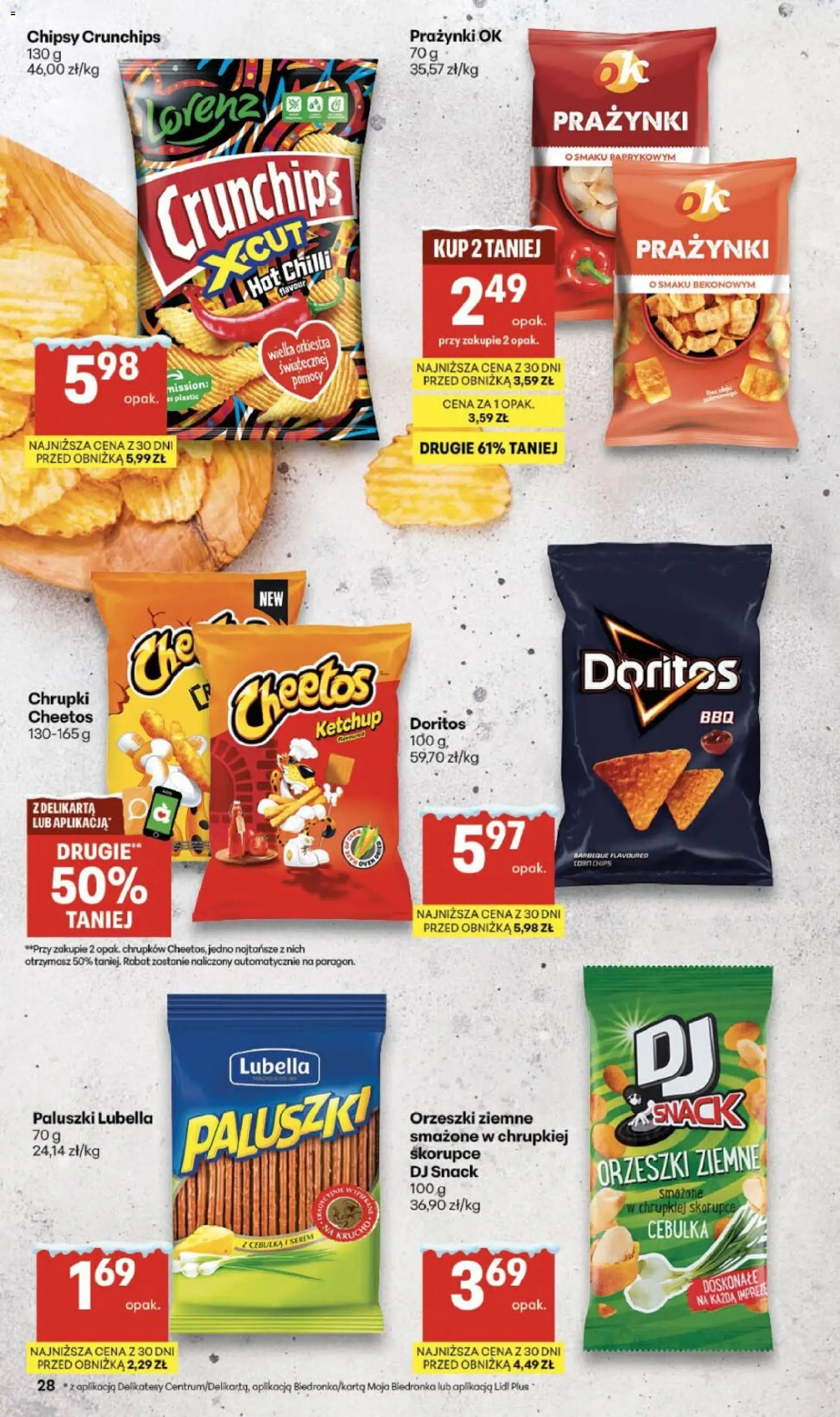 Delikatesy Centrum Gazetka - Sklepy Własne od 29.01.2026 | Strona: 28 | Produkty: Delikatesy, Doritos, Paluszki, Orzeszki ziemne