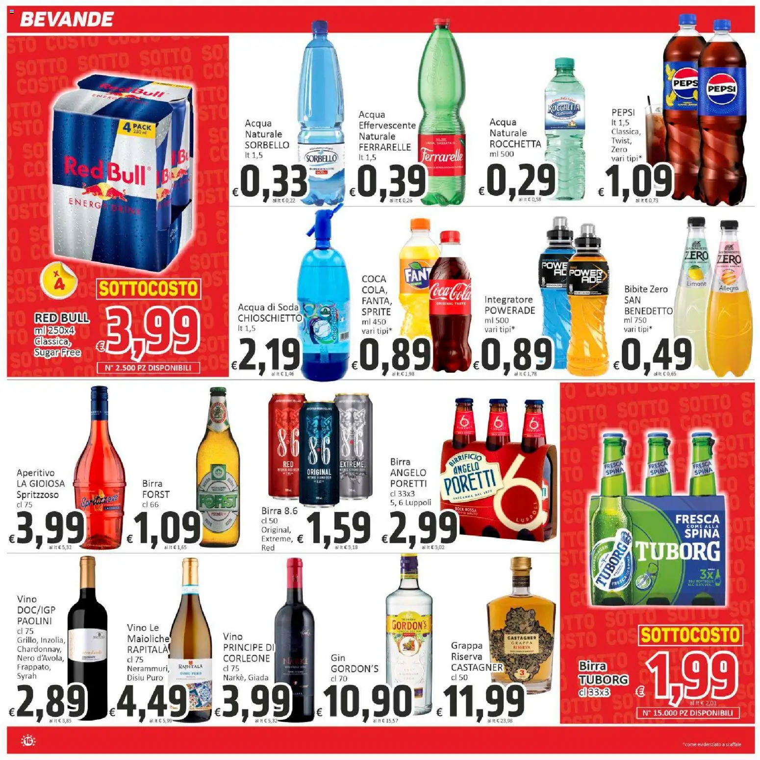 Volantino Paghi Poco del 31.10.2025 | Pagina: 16 | Prodotti: Acqua, Limone, Pepsi, Ferrarelle