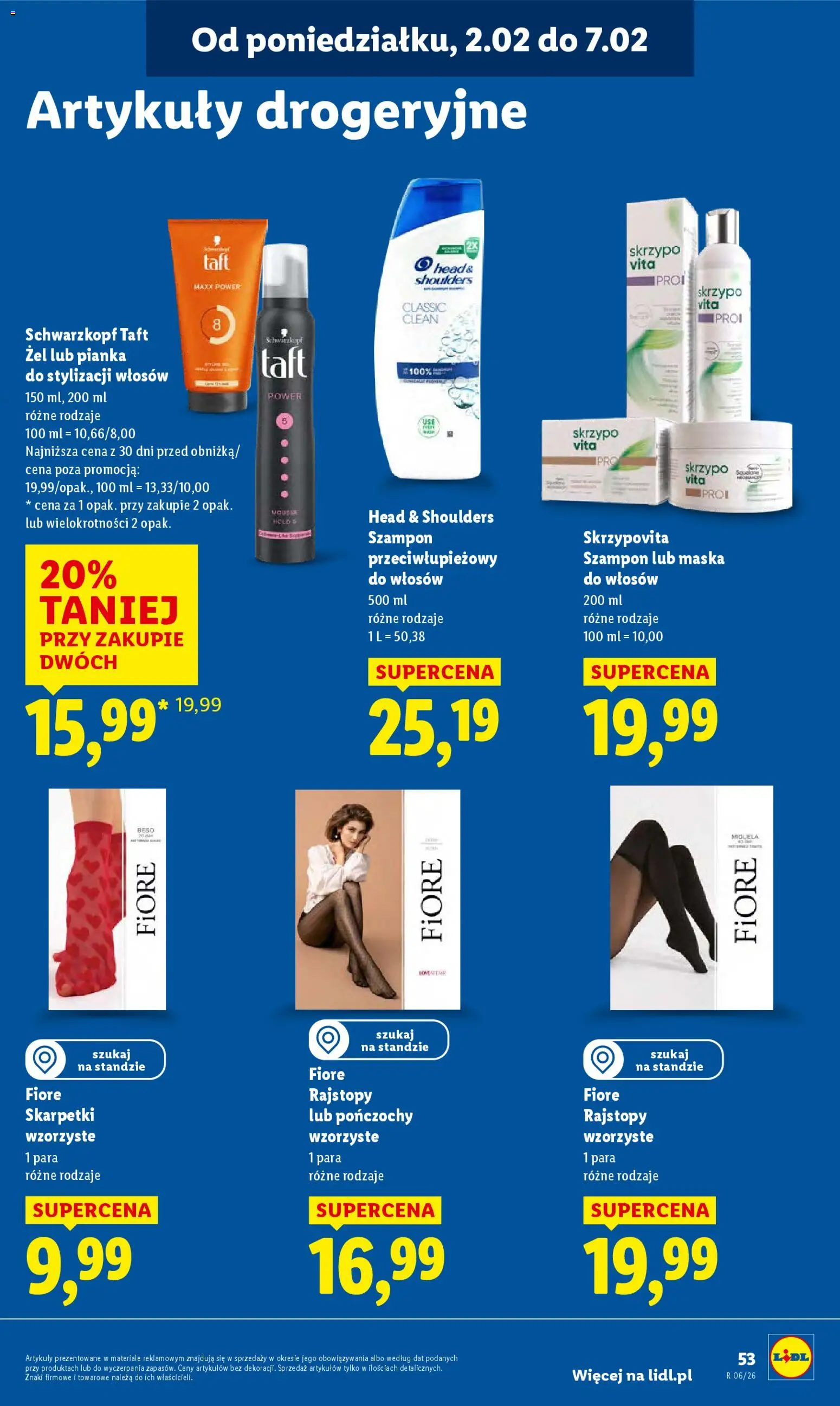 Lidl Gazetka od 02.02.2026 | Strona: 53 | Produkty: Rajstopy, Skarpetki, Szampon, Maska do włosów