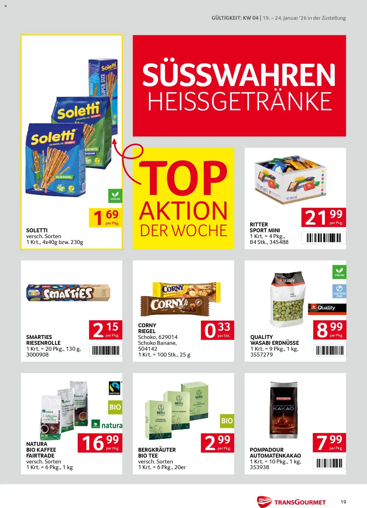 Transgourmet Zustellaktion gültig ab 19.01.2026 | Seite: 19 | Produkte: Папионка, Kaffee, Tee