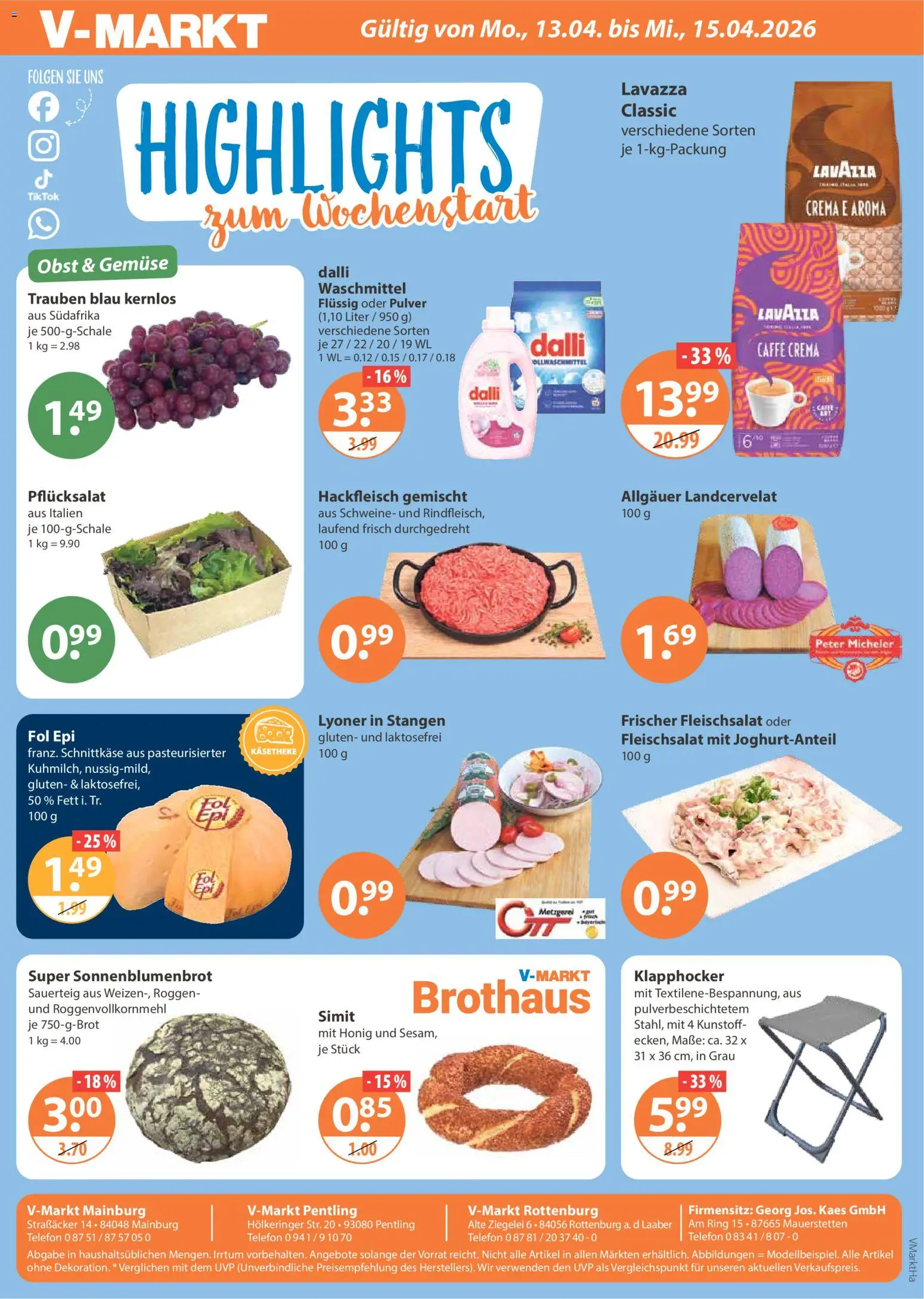 V-Markt Angebote – gültig ab 09.04.2026 | Seite: 24 | Produkte: Lavazza, Trauben, Waschmittel, Telefon