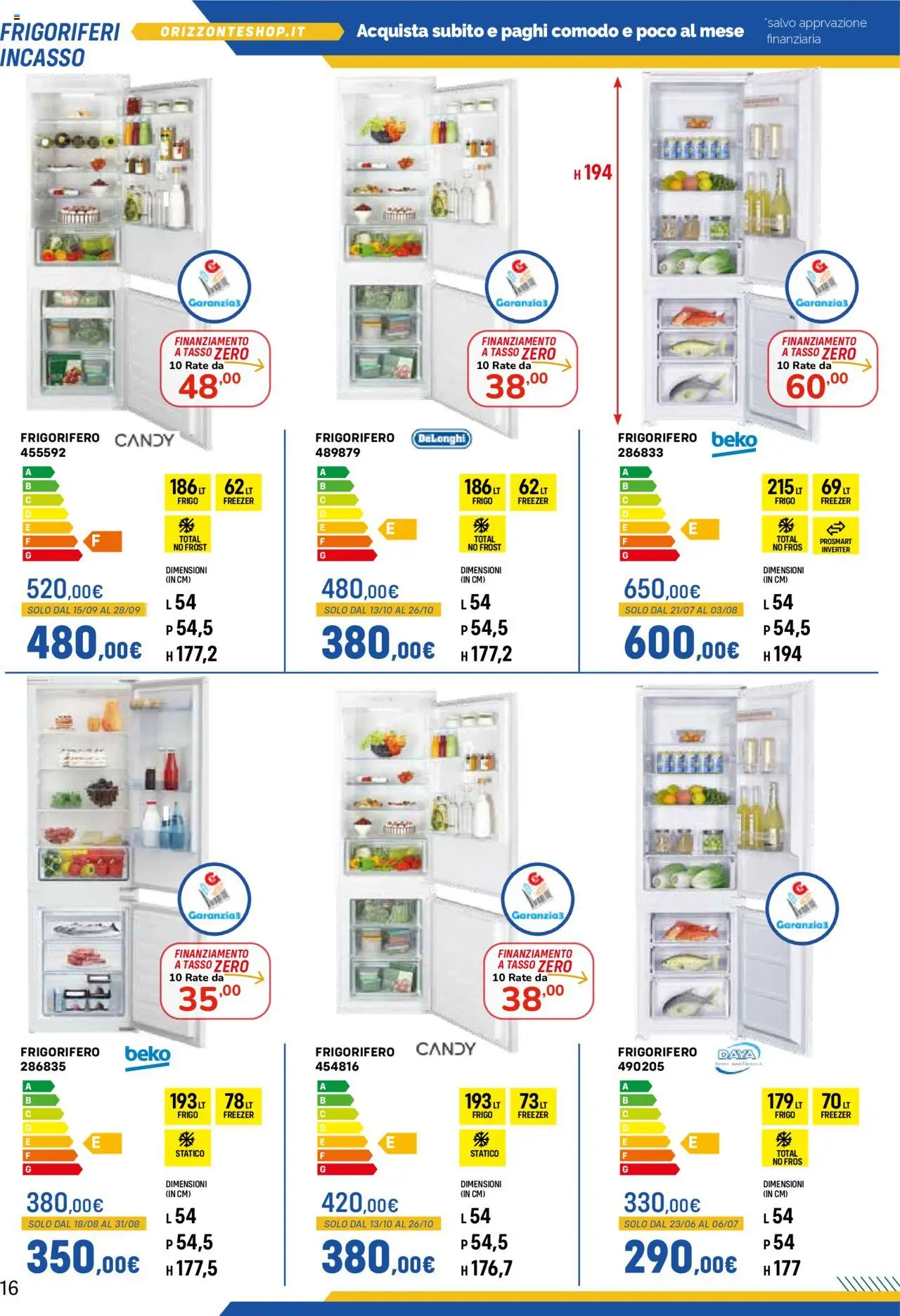 Volantino Orizzonte del 09.05.2025 | Pagina: 16 | Prodotti: Freezer, Frigorifero