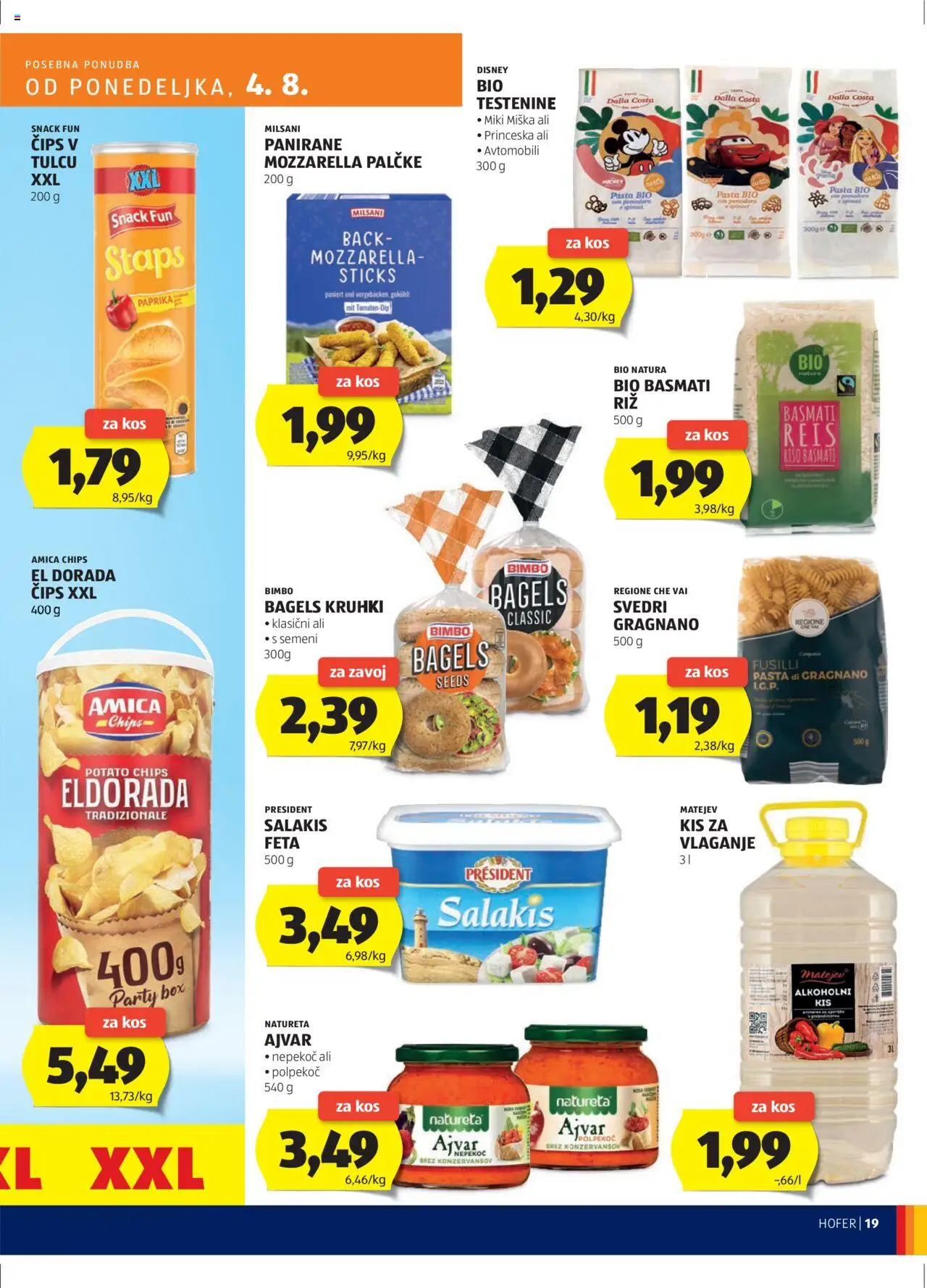 Hofer SI katalog | vrijedi od 31.07.2025 | Stranica: 19 | Proizvodi: Feta, Mozzarella, Ajvar, Čips