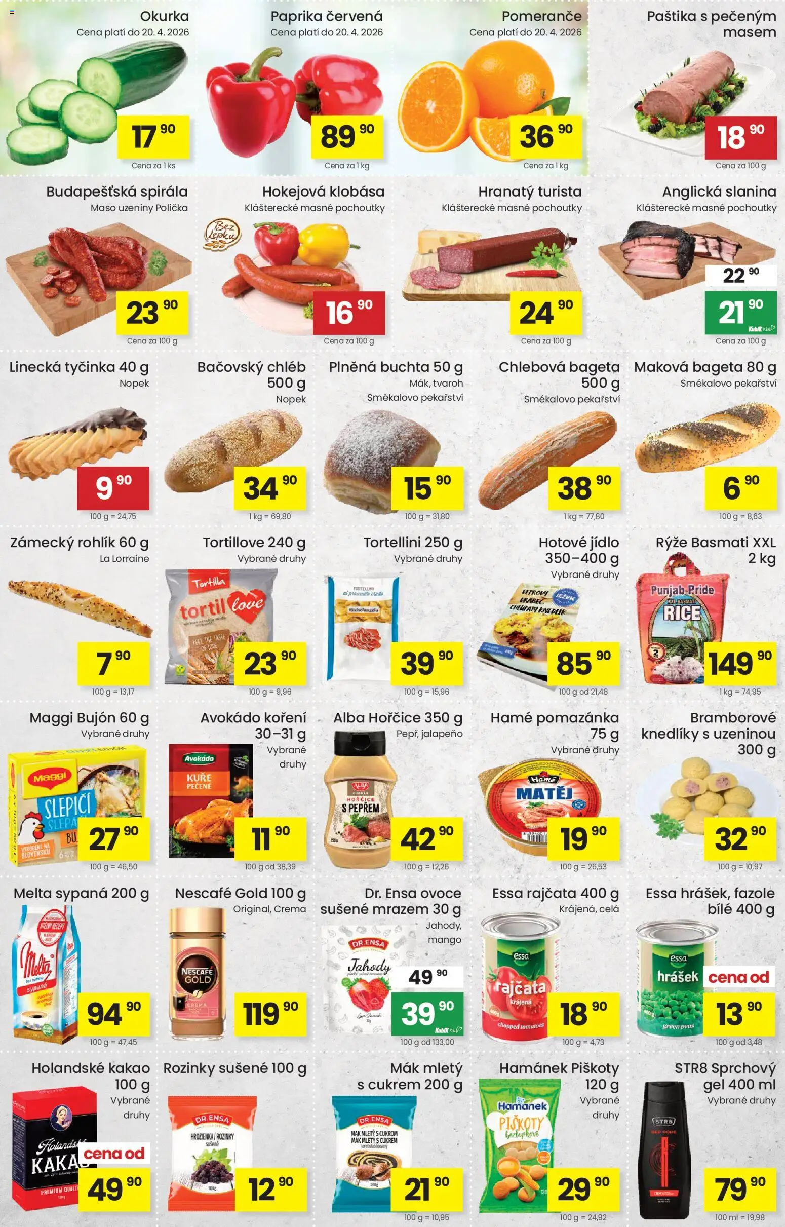Kubík leták od 14.04.2026 | Strana: 2 | Produkty: Anglická slanina, Nescafé, Melta, Paprika červená