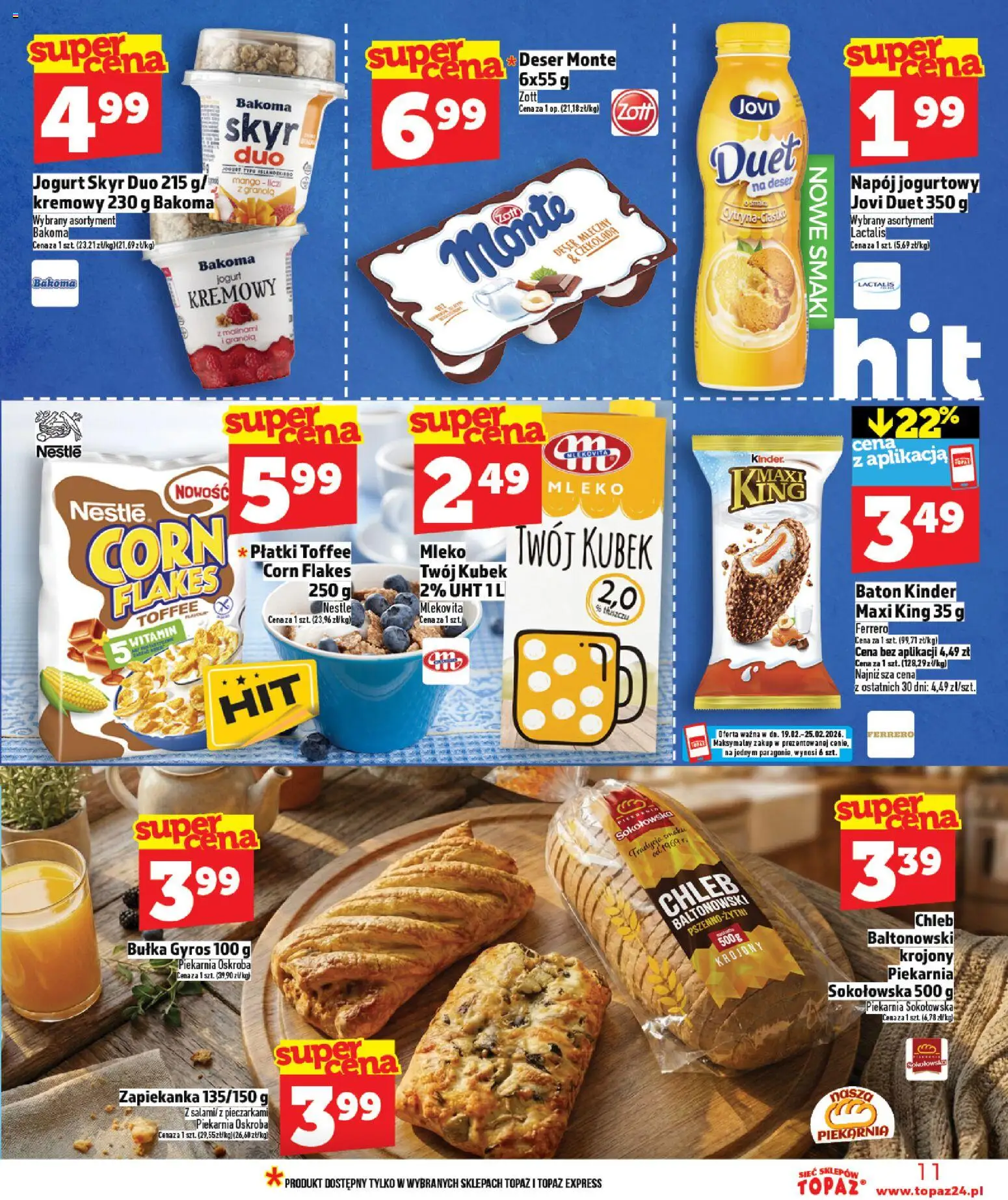 Topaz Gazetka MAZ od 19.02.2026 | Strona: 11 | Produkty: Mango, Zapiekanka, Bułka, Czekolada