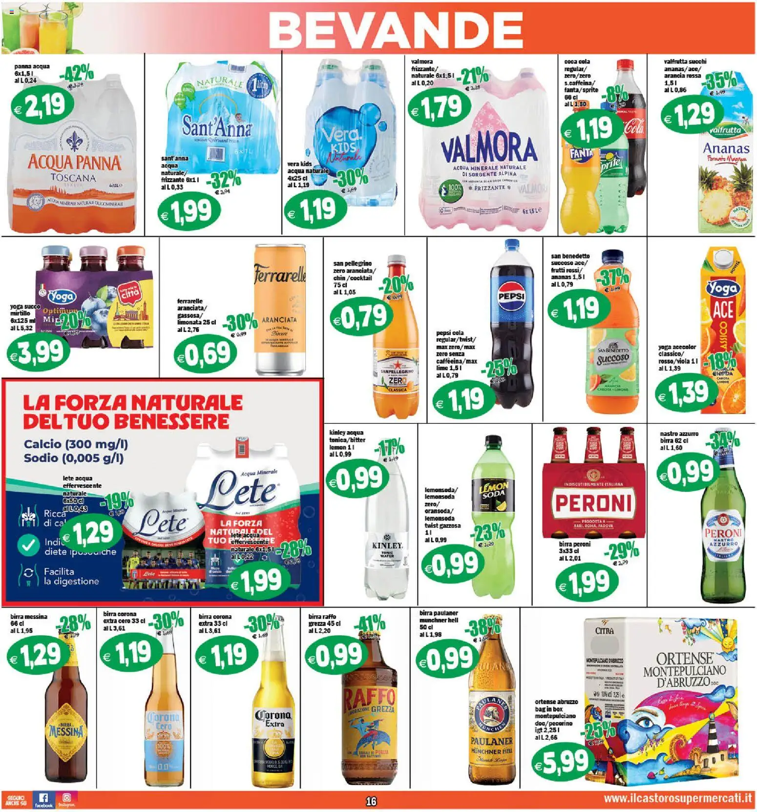 Volantino Il Castoro del 25.02.2026 | Pagina: 16 | Prodotti: Succo, Birra messina, Arancia, Acqua minerale