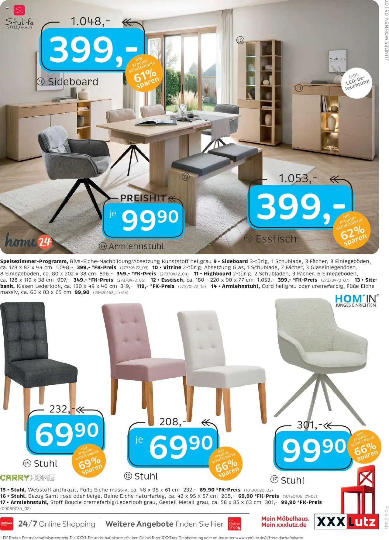 XXXL Lutz Restaurantgutscheine – gültig ab 02.10.2025 | Seite: 11 | Produkte: Sideboard, Esstisch, Kissen, Stuhl
