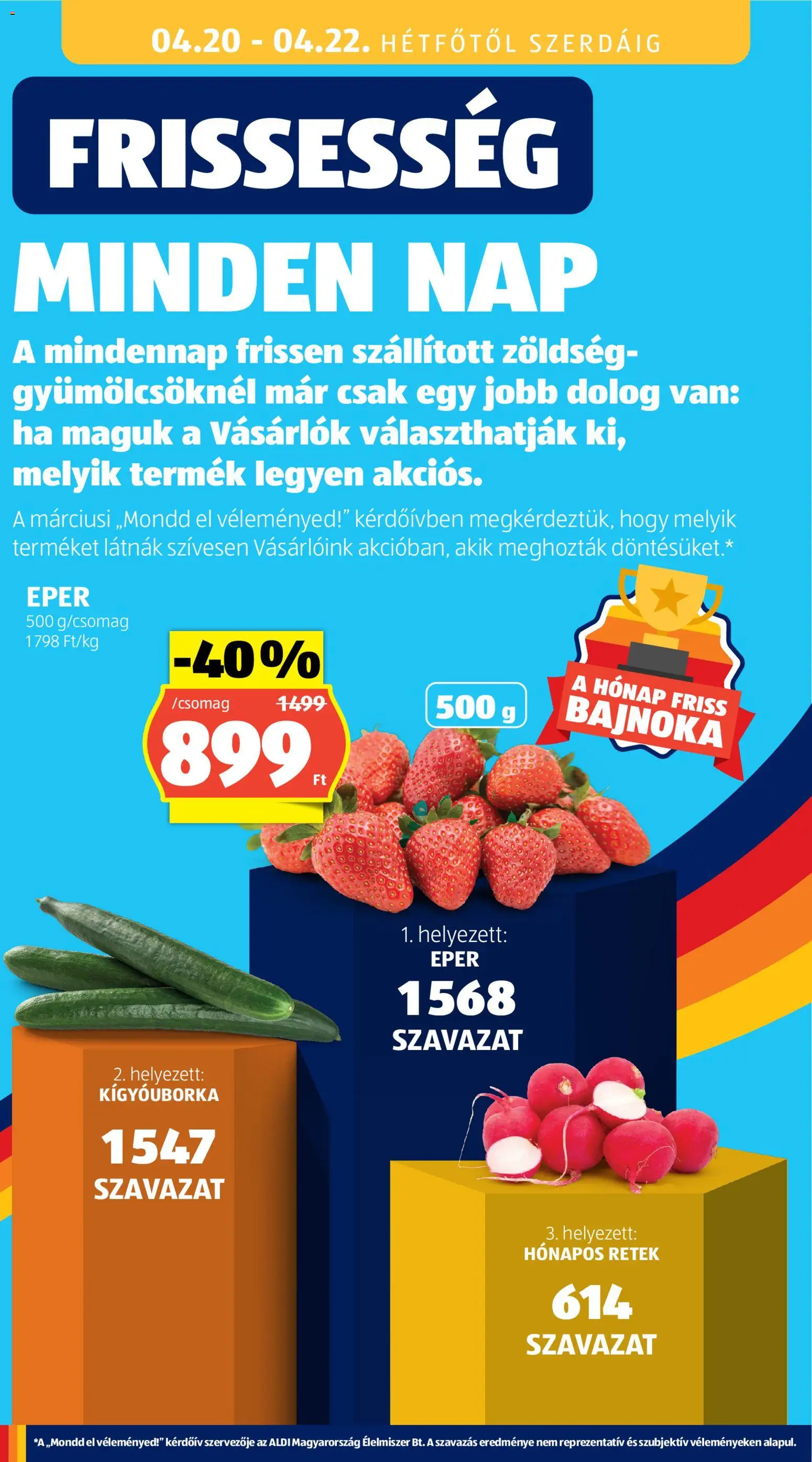 Aldi akciós ujság - amely érvényes a következő dátumtól: 16.04.2026 | Oldal: 34 | Termékek: Kígyóuborka, Retek, Zöldség, Eper