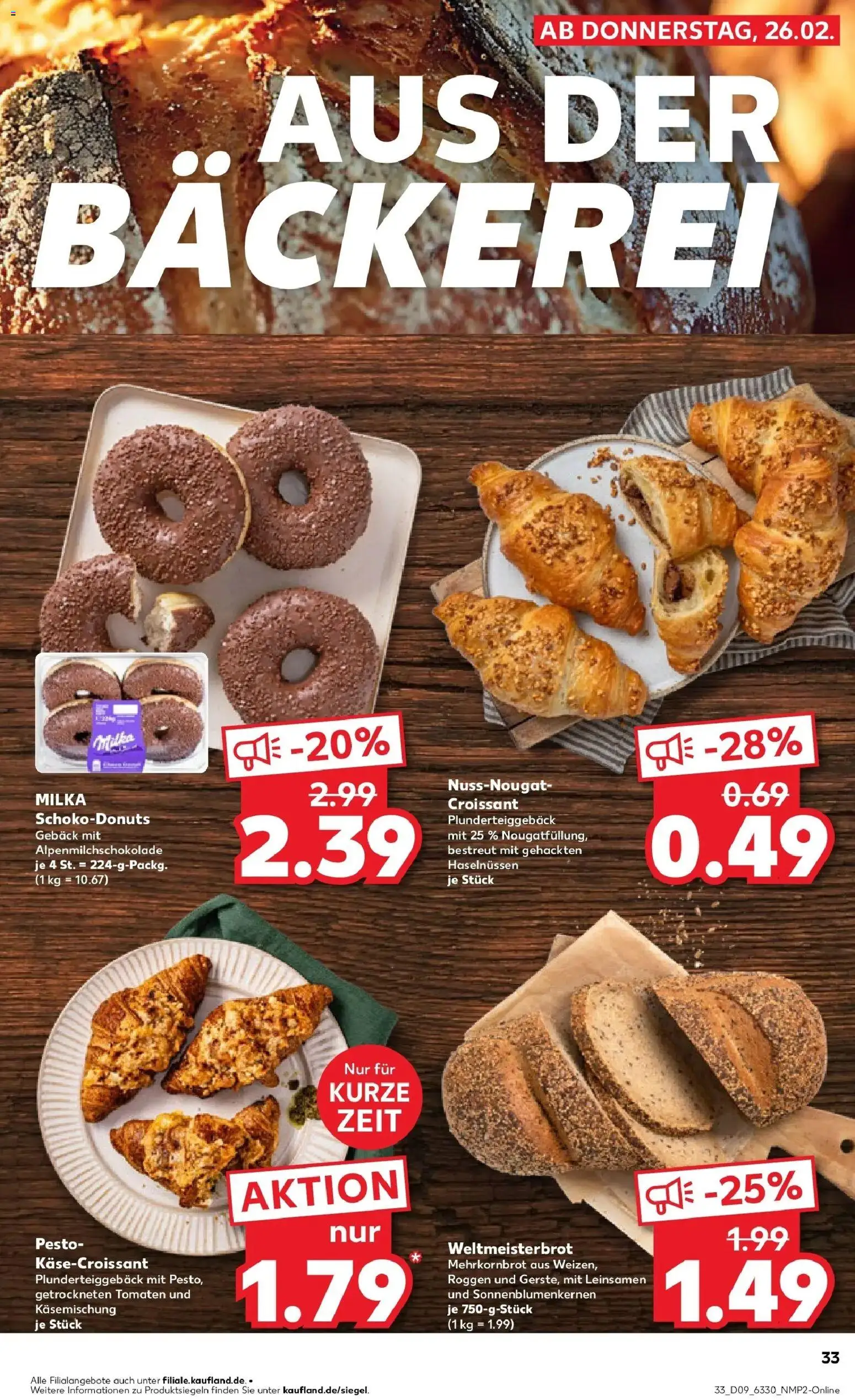 Kaufland prospekt Bremerhaven	 – gültig ab 26.02.2026 | Seite: 33 | Produkte: Bäckerei, Tomaten, Milka, Croissant