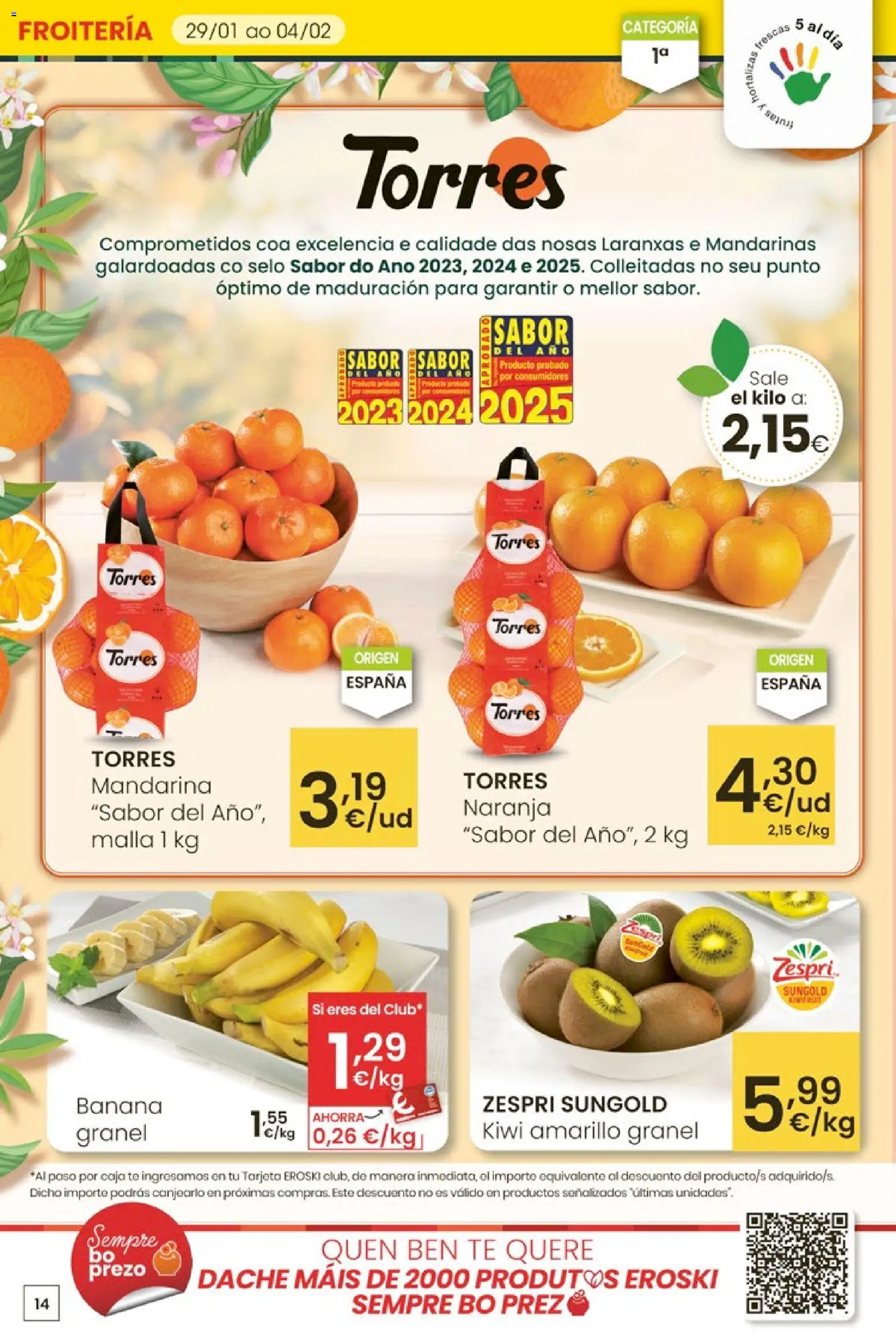 Eroski - Entroido do aforro │ válido desde el 29.01.2026 | Página: 14 | Productos: Kiwi, Mandarinas, Té, Caja