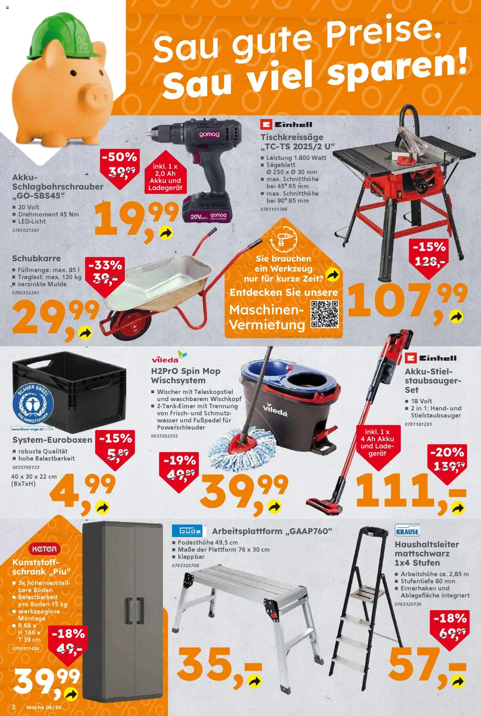 Globus Baumarkt Prospekt 	 – gültig ab 02.02.2026 | Seite: 2 | Produkte: Staubsauger, Schrank, Wasser, Ladegerät