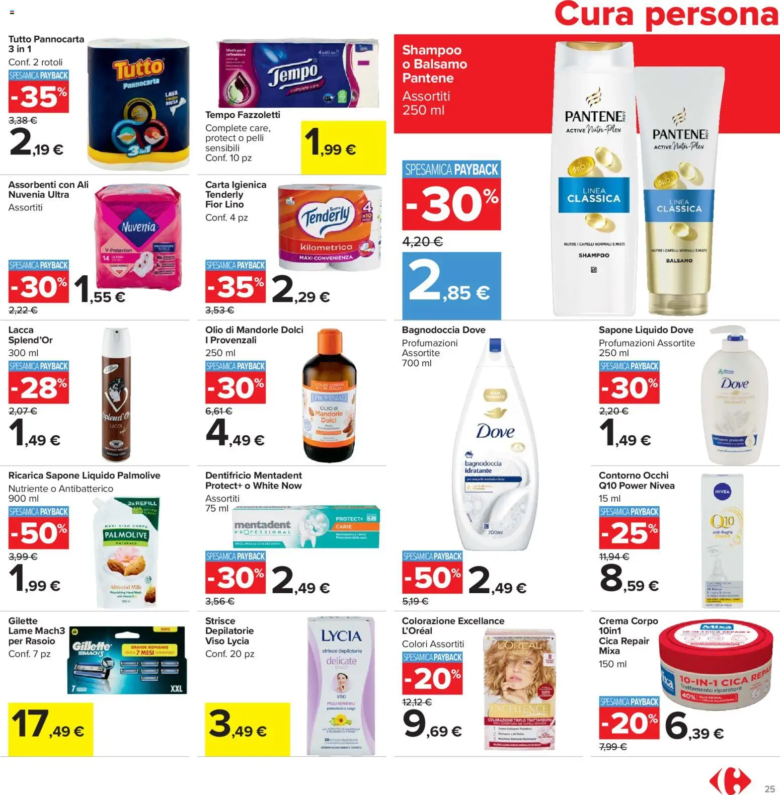 Volantino Carrefour del 24.03.2026 | Pagina: 25 | Prodotti: Shampoo, Crema, Dentifricio, Mandorle