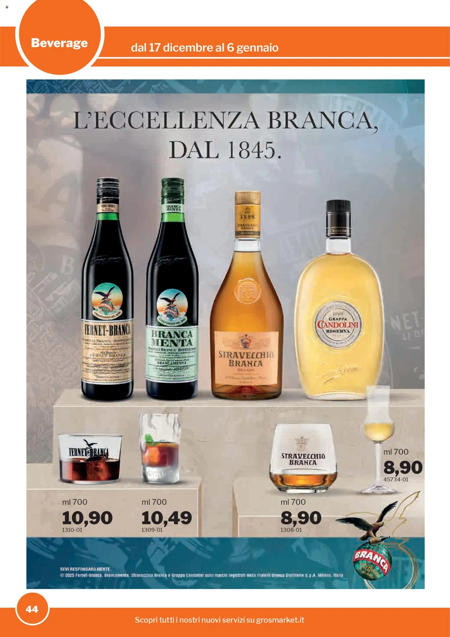 Volantino Sogegross del 17.12.2025 | Pagina: 44 | Prodotti: Menta, Grappa, Brandy