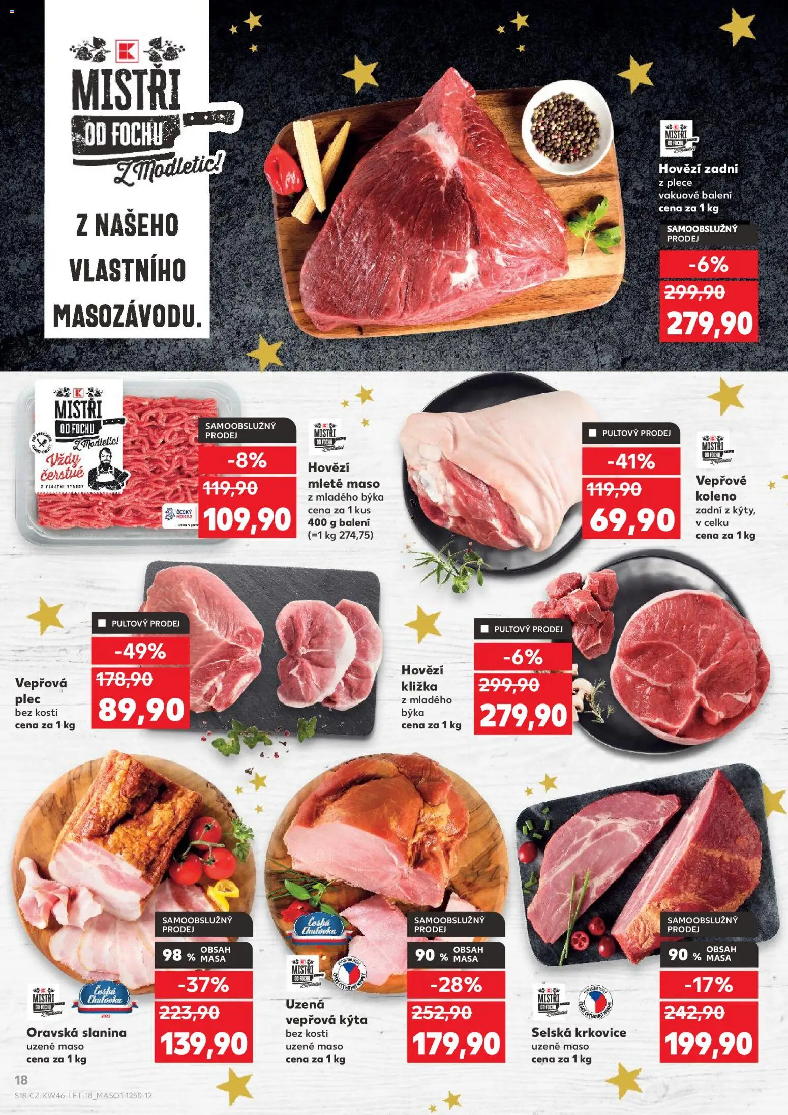 Kaufland leták - Kolín od 12.11.2025 | Strana: 18 | Produkty: Vepřové koleno, Hovězí kližka, Krkovice, Slanina