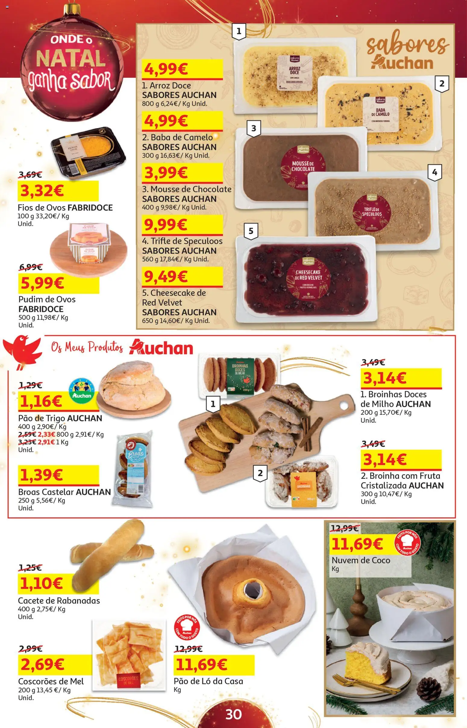 Auchan - Presentes │ válido de 05.12.2025 | Página: 30 | Produtos: Ovos, Pão, Arroz, Milho