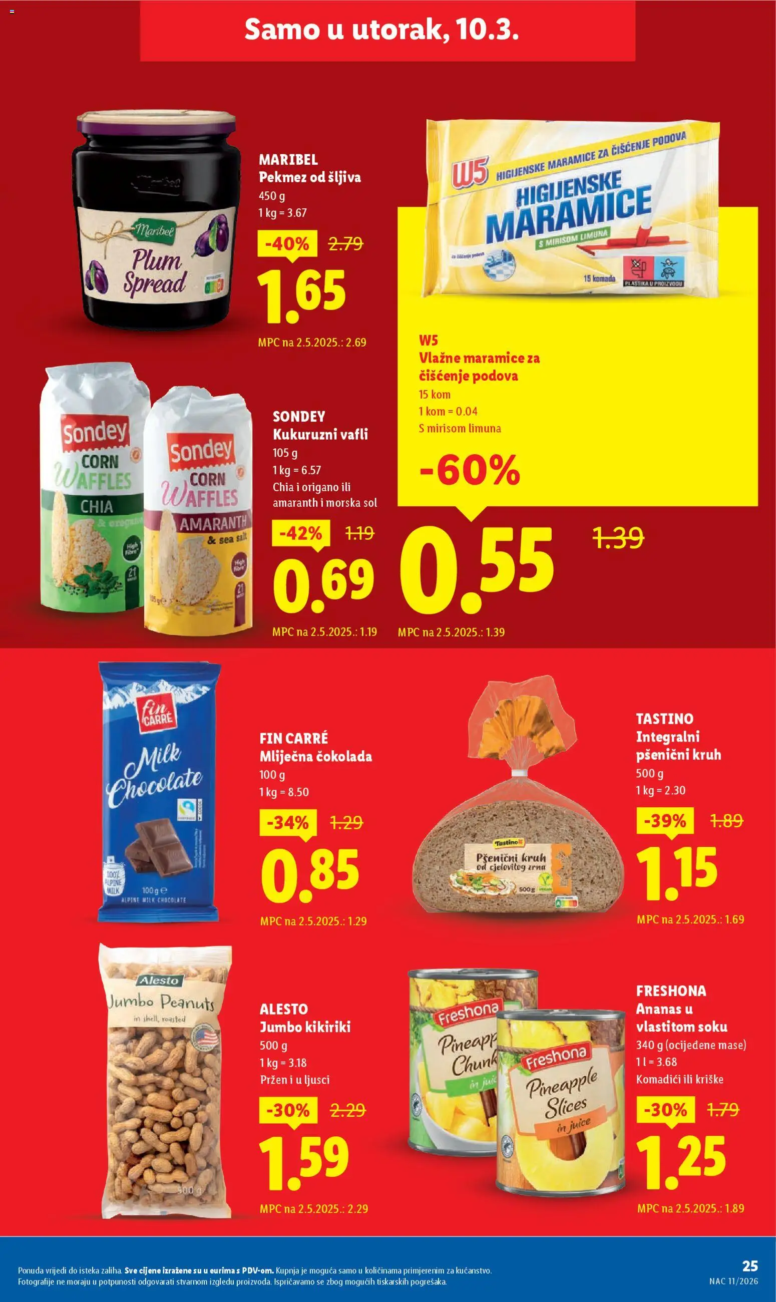 Lidl katalog | vrijedi od 09.03.2026 | Stranica: 25 | Proizvodi: Pekmez, Vlažne maramice, Ananas, Šljiva
